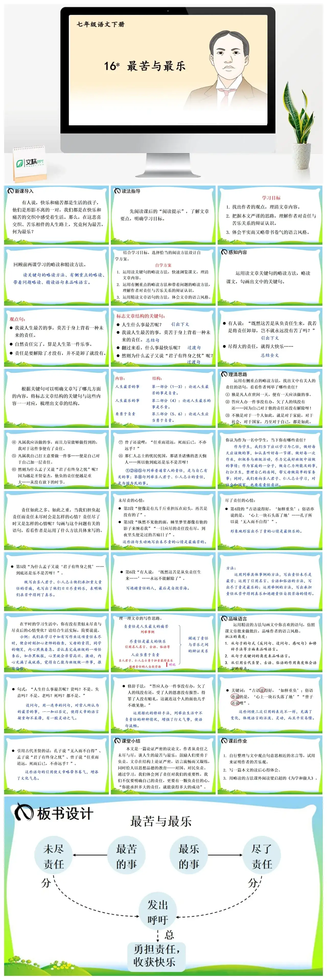 七年级语文下册课件三第四单元16最苦与最乐