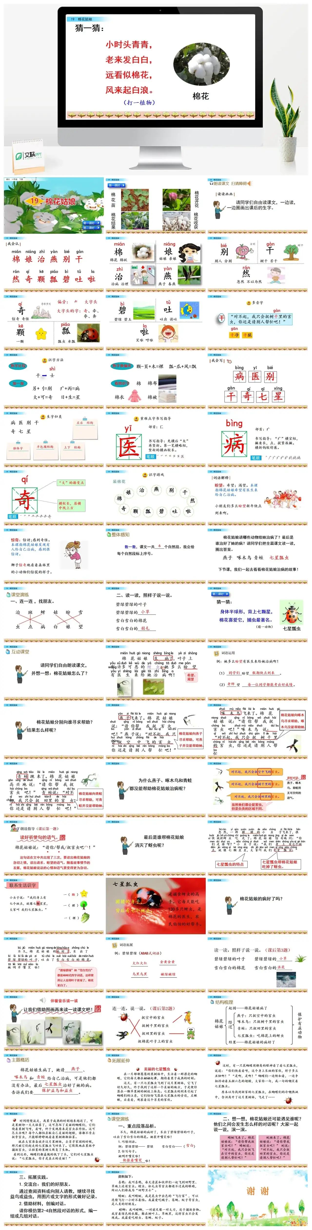 一年下册课件PPT课件三第八单19棉花姑娘