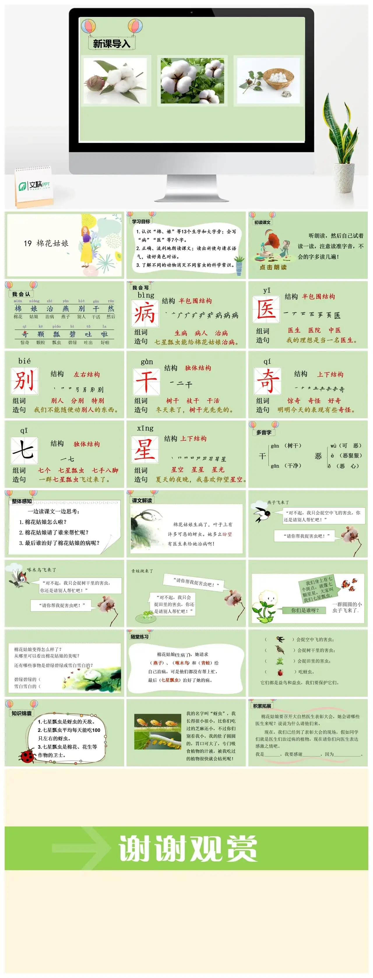 一年下册课件PPT课件四第八单（精品·课堂教学课件）19棉花姑娘