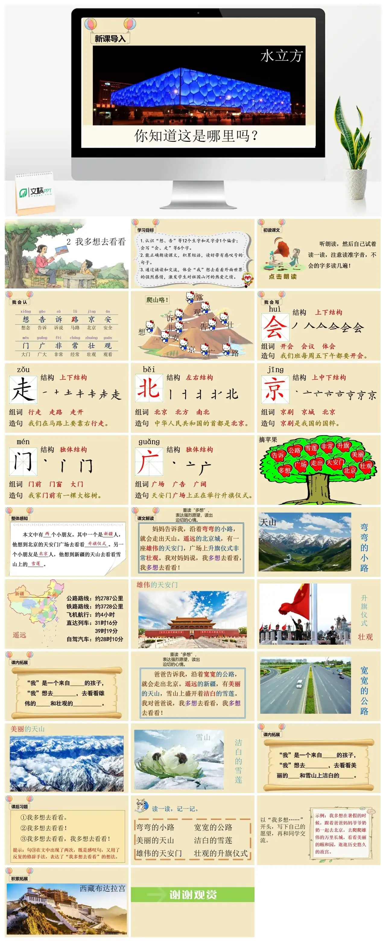一年下册课件PPT课件四第二单（精品·课堂教学课件）2我多想去看看