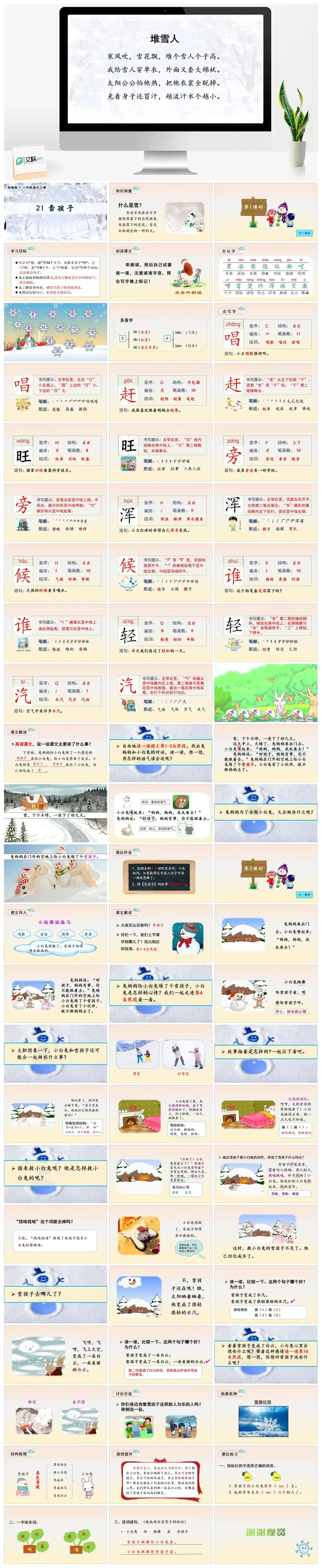 二年级上册PPT课件课件三第七单元21雪孩子