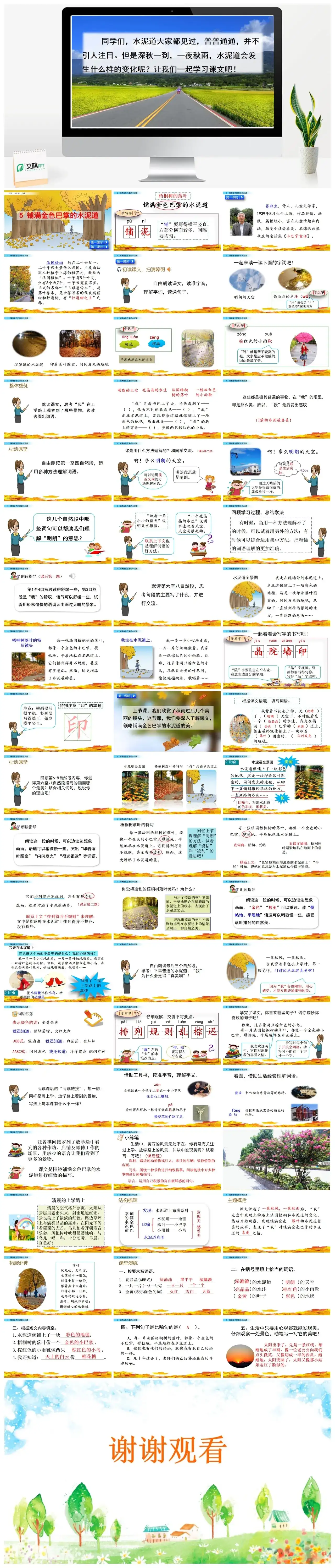 三年级上册课件课件二5铺满金色巴掌的水泥道