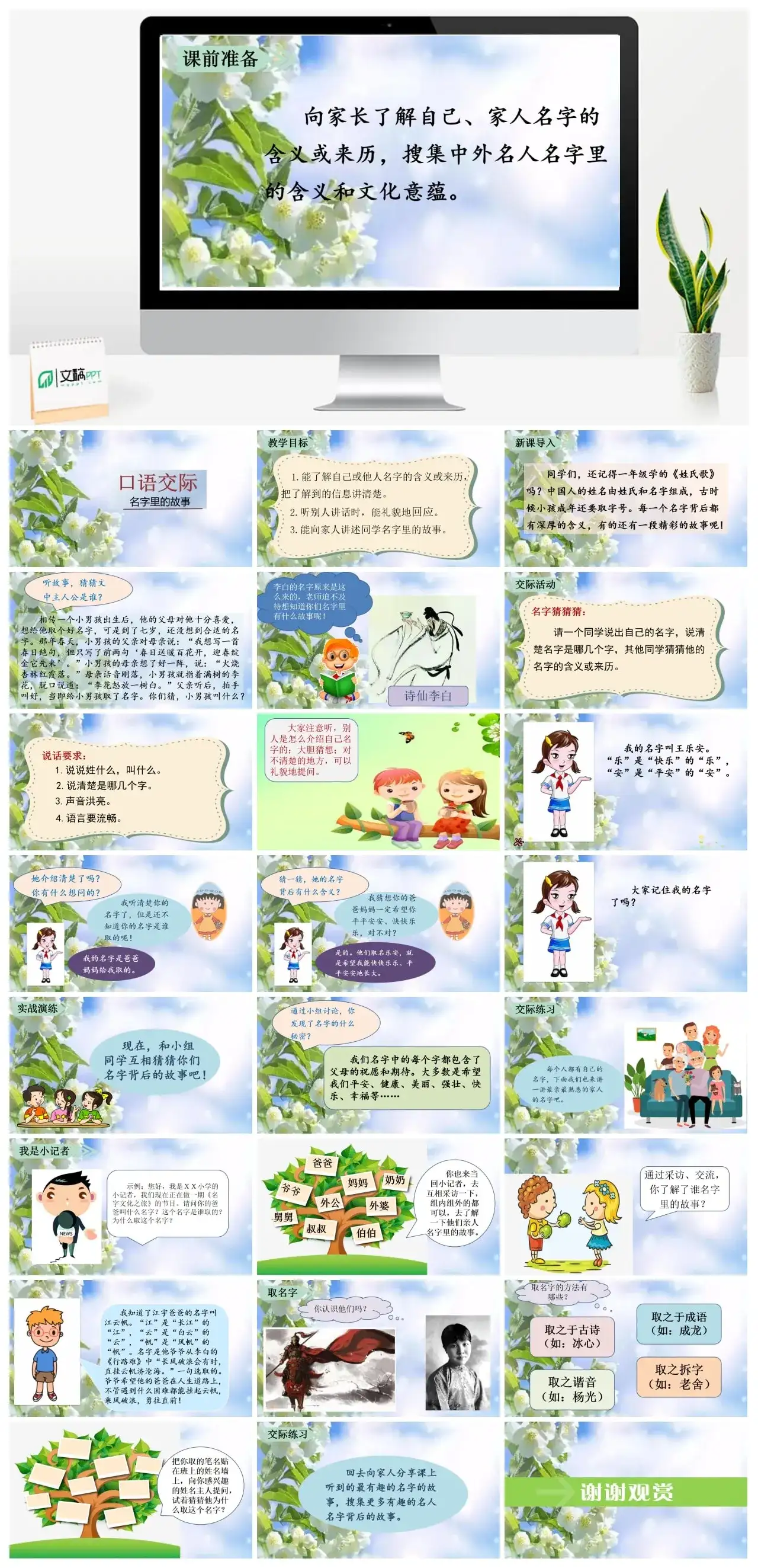 三年级上册课件课件三第四单元口语交际名字里的故事