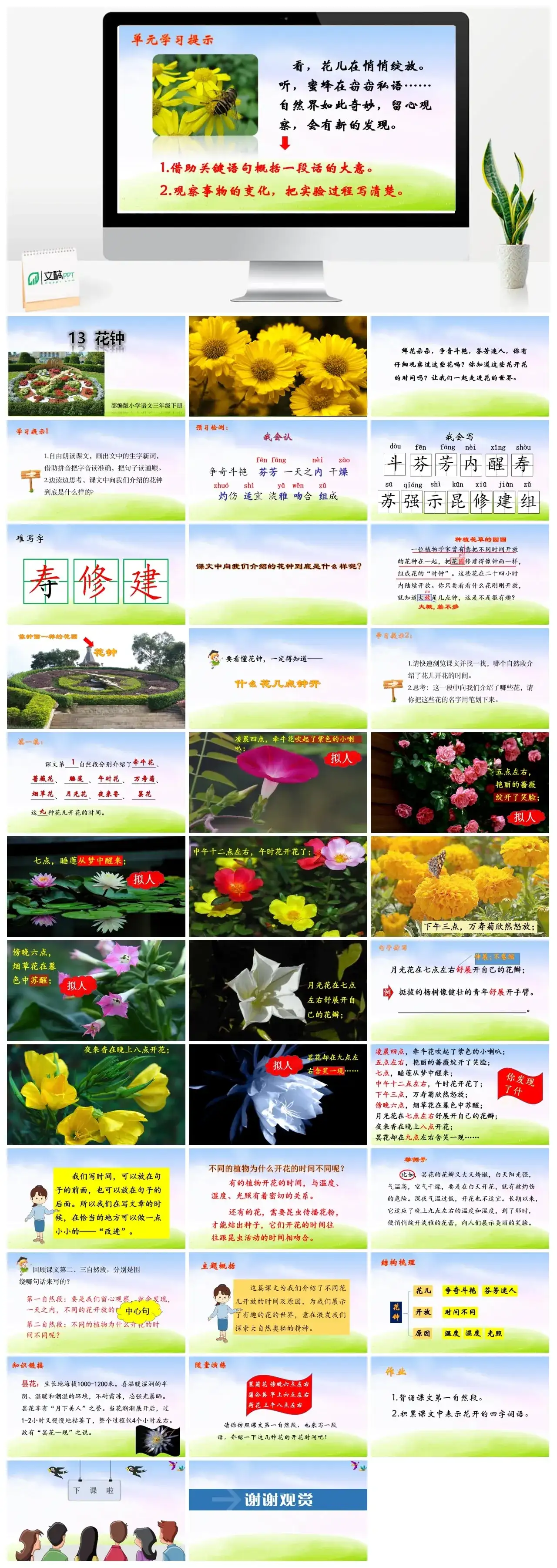三年级下册PPT课件课件二第四单元13花钟