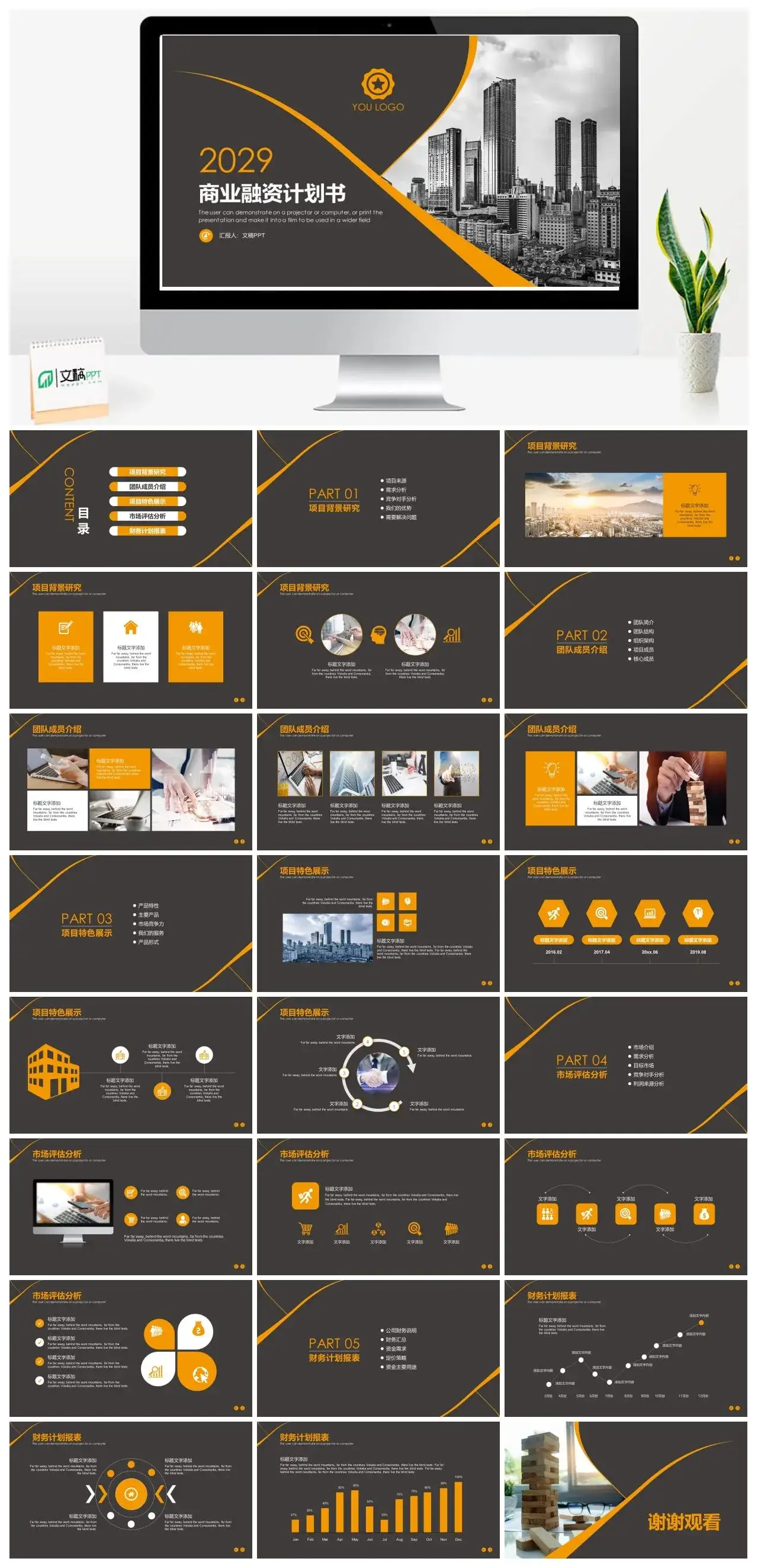 2024年公司创业项目介绍商业融资计划书PPT模板