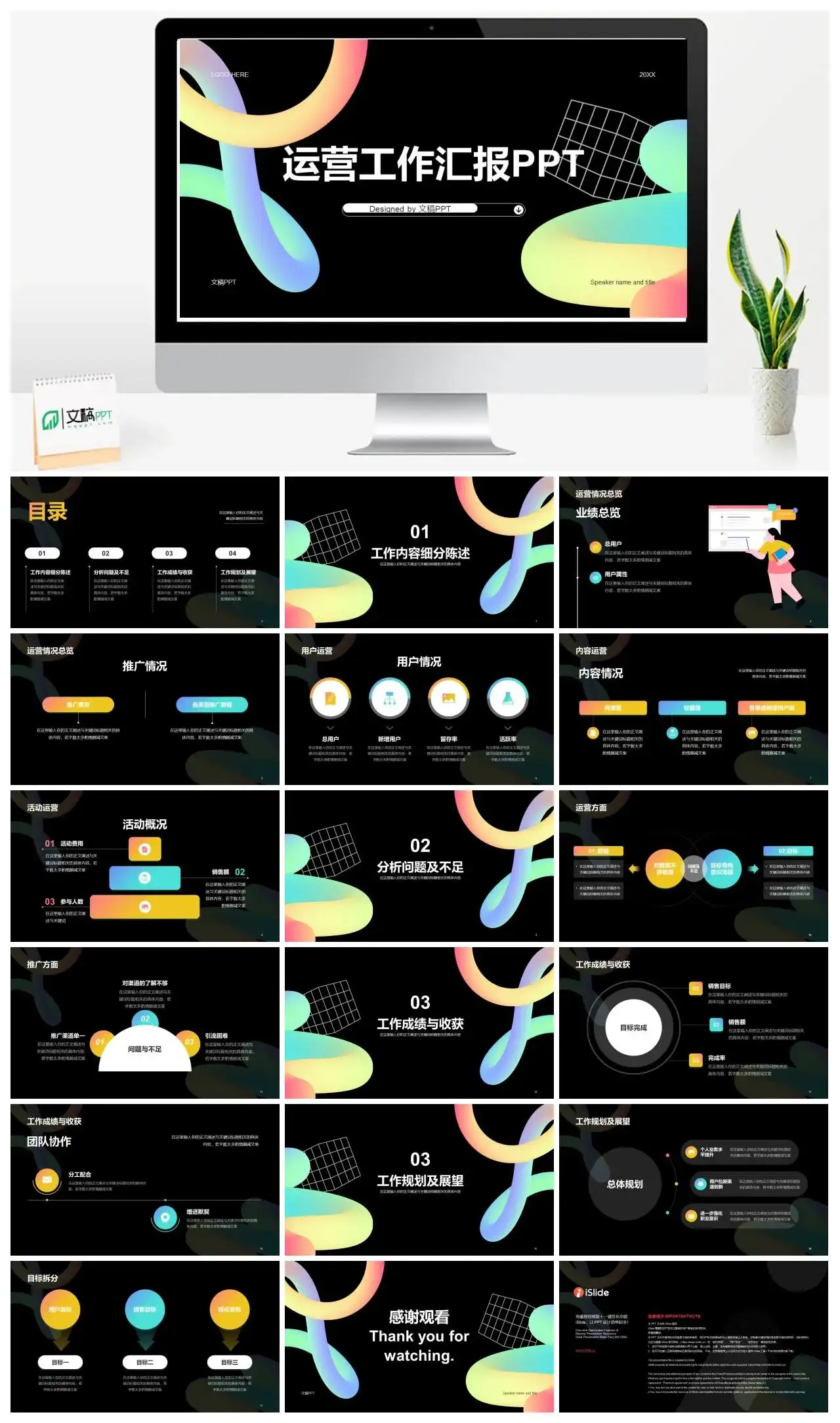 黑色创意酷炫产品运营工作汇报PPT模板