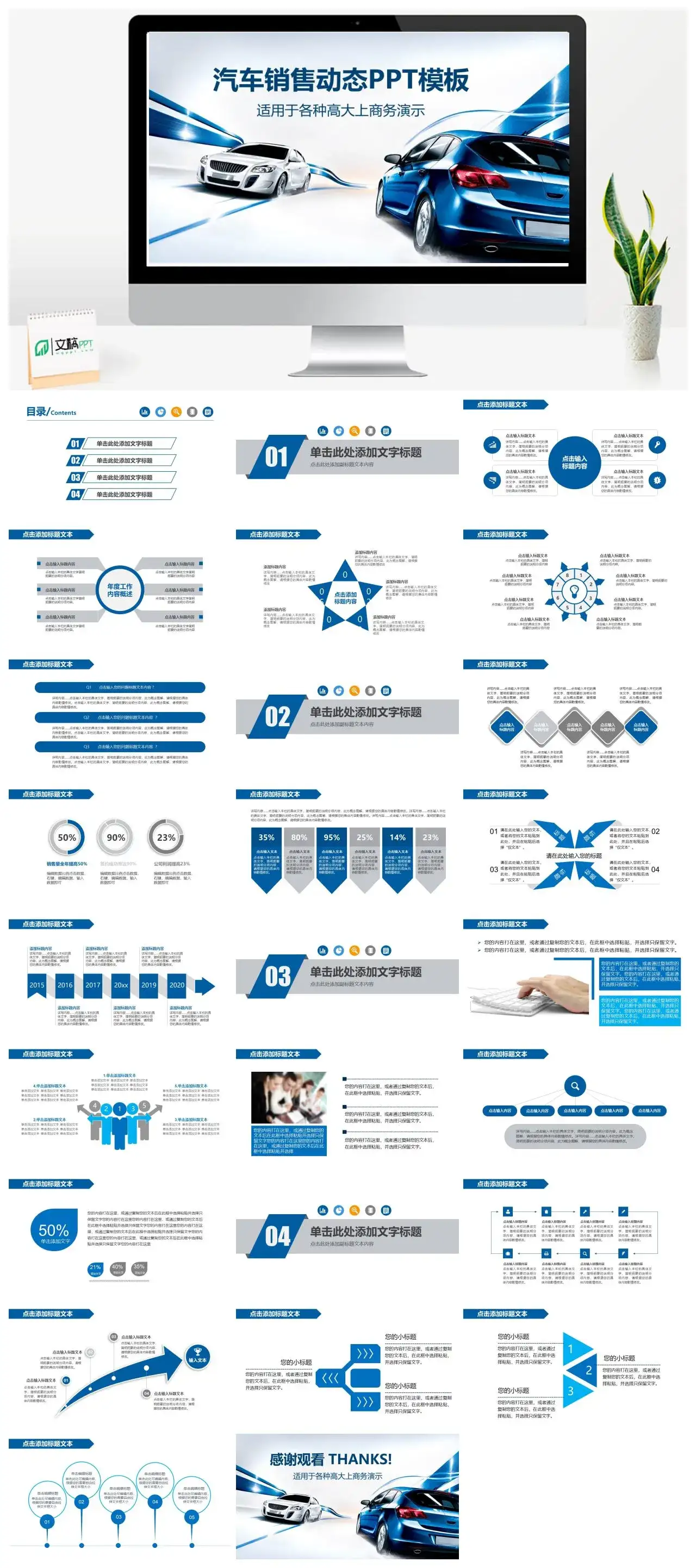 蓝色简洁新能源汽车行业销售营销方案工作计划PPT模板