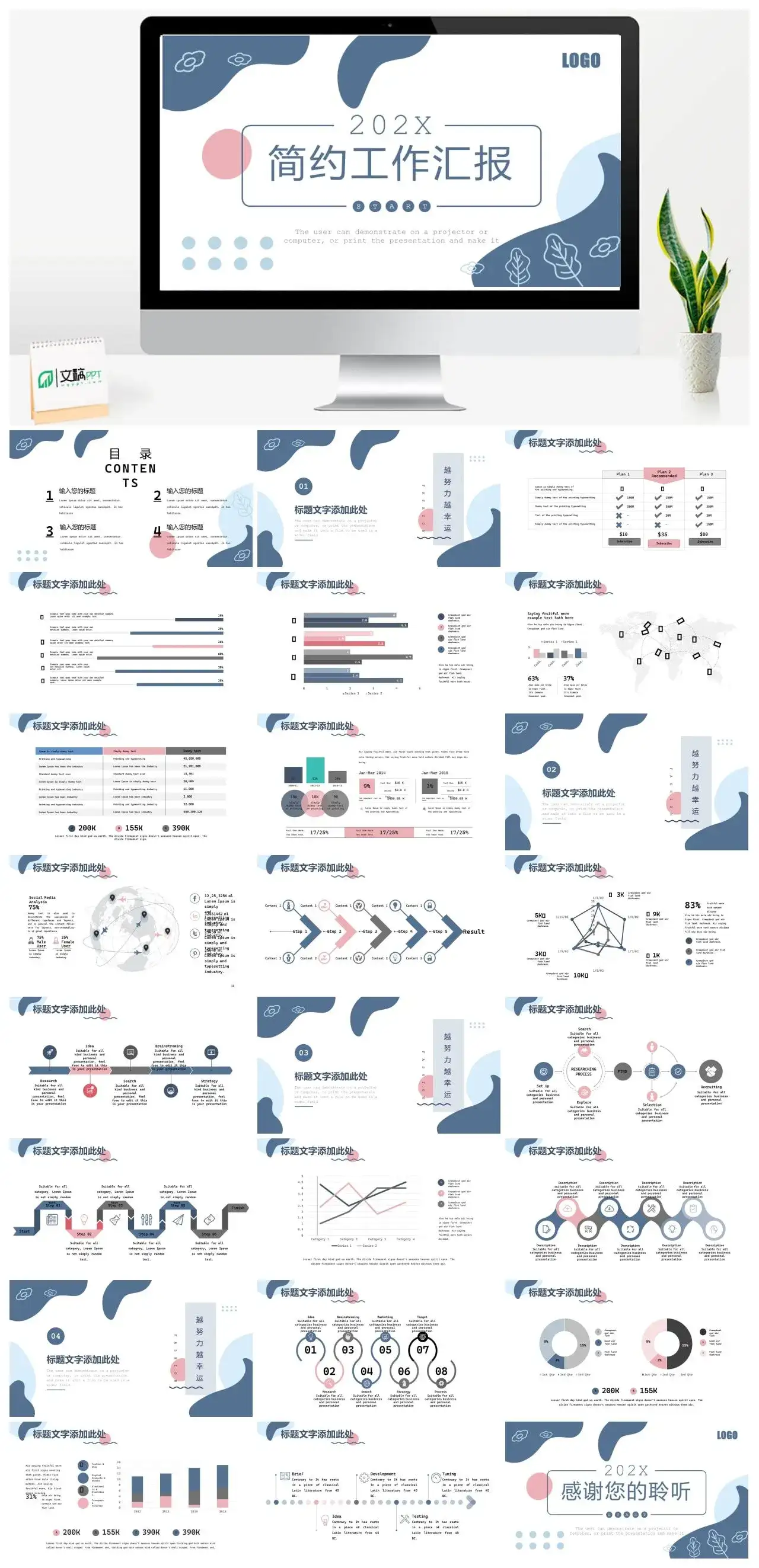 莫兰迪风商务简约工作汇报数据竞品分析PPT模板
