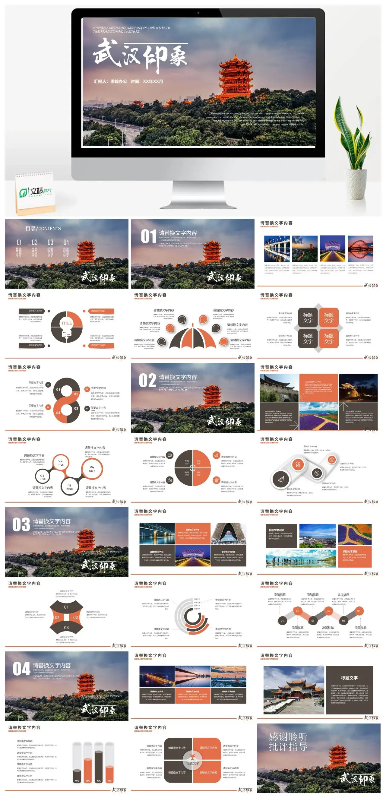 武汉印象旅游文化宣传活动策划PPT模板