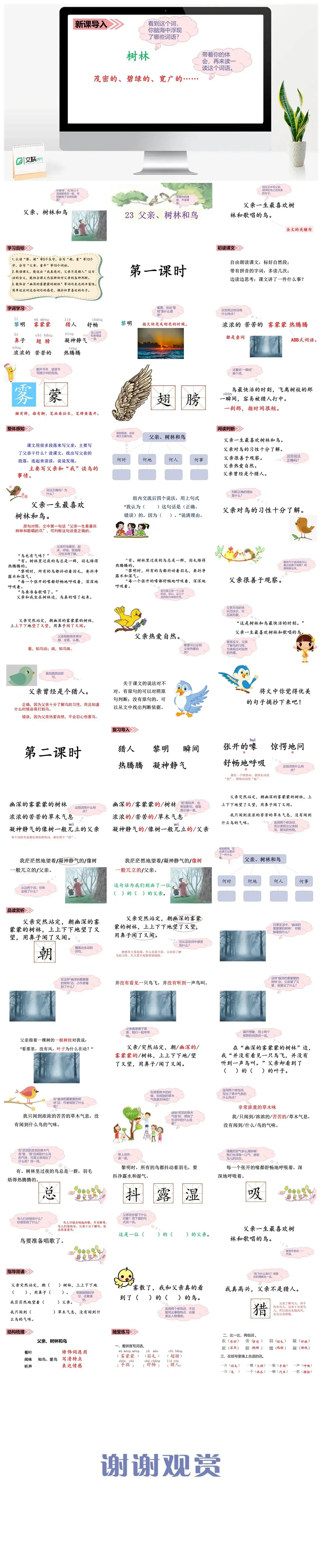 三年级语文课件课件三第七单元23.父亲、树林和鸟