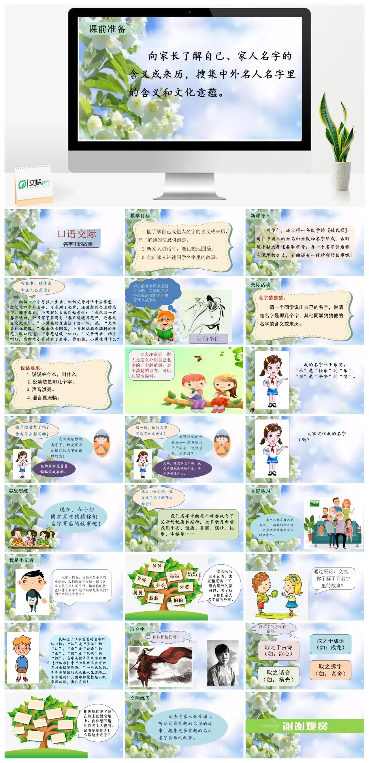 三年级语文课件课件三第四单元口语交际名字里的故事