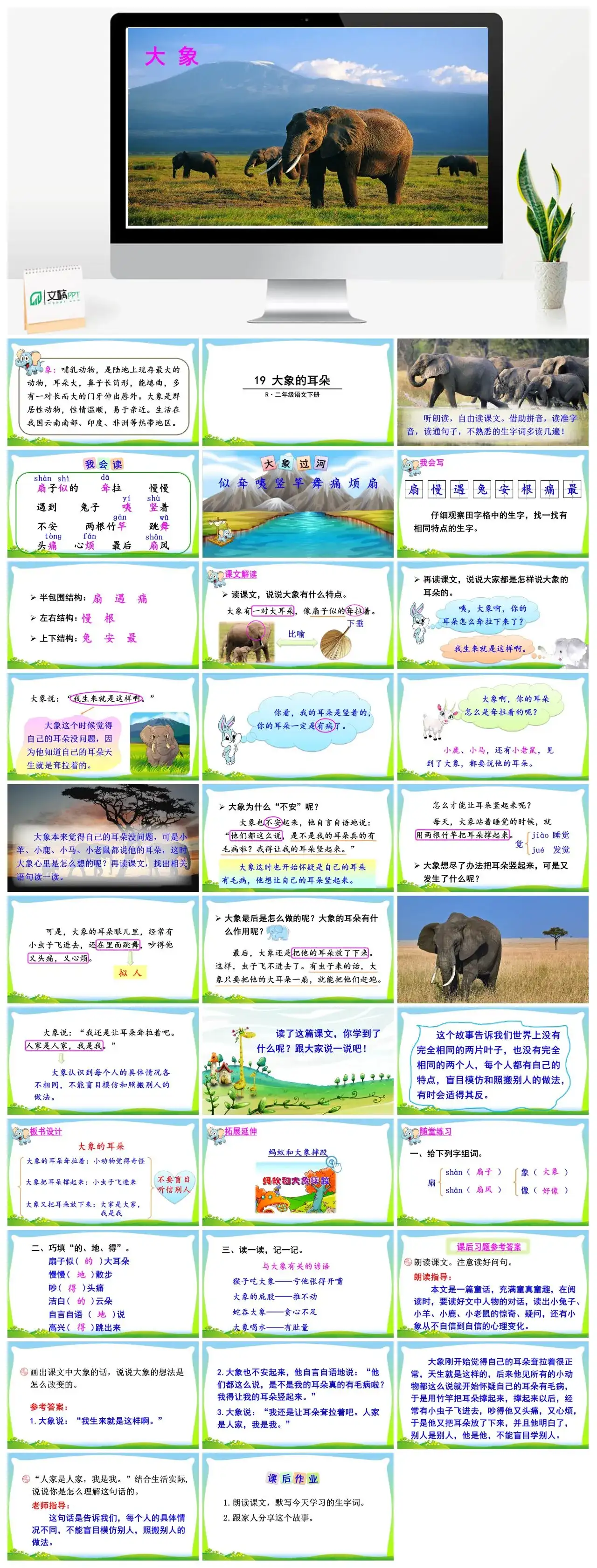 二年级语文下册课件PPT课件一第七单元19大象的耳朵