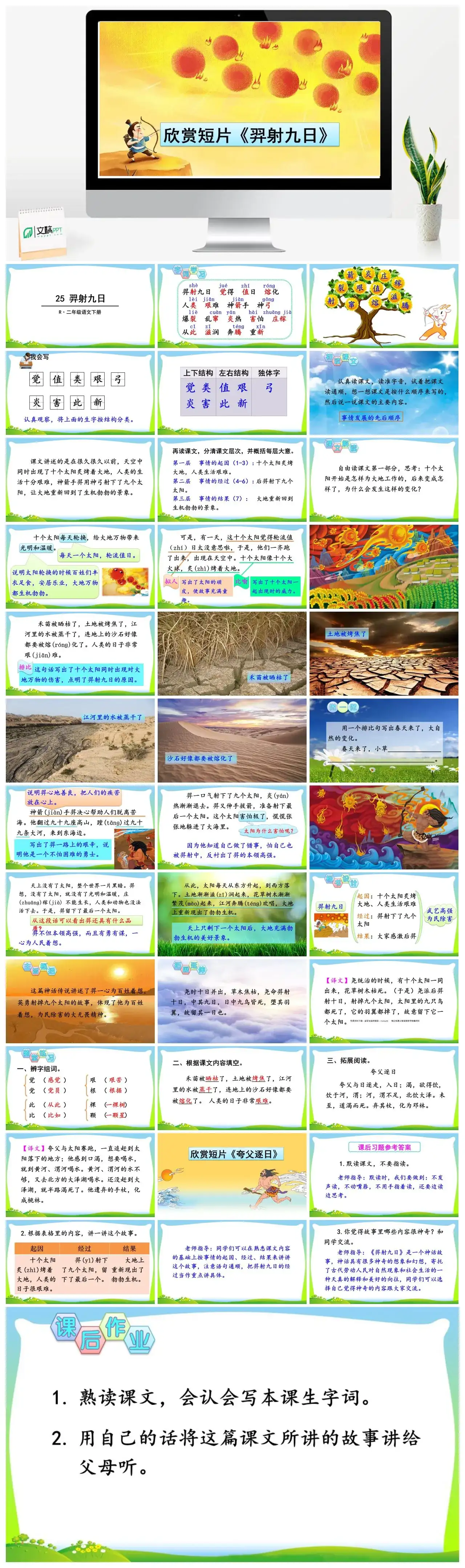 二年级语文下册课件PPT课件一第八单元25羿射九日