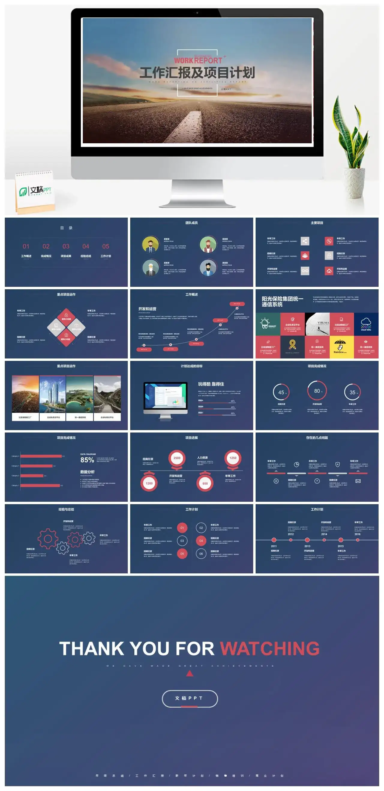 高端商务风运营策划团队绩效总结计划PPT模板