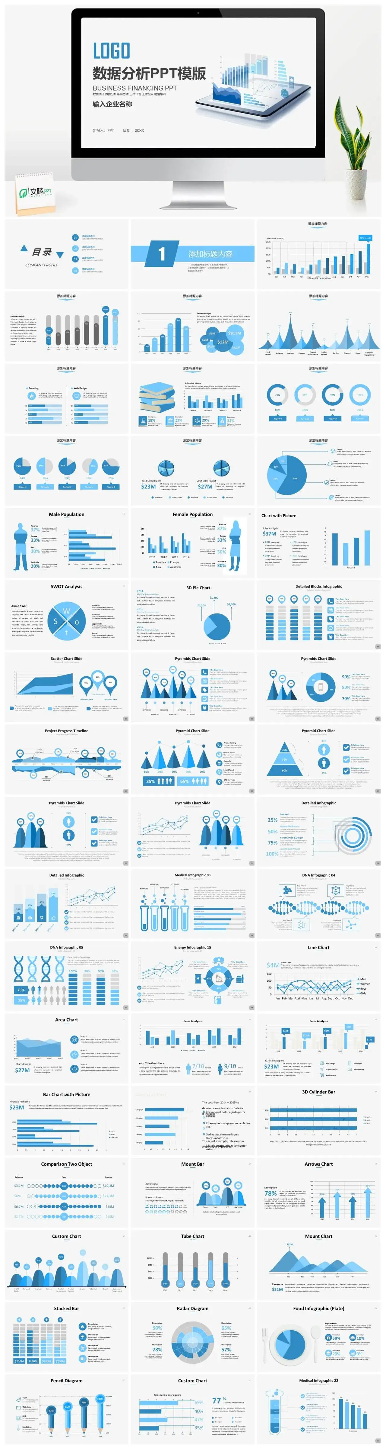 数据分析统计图表PPT模板