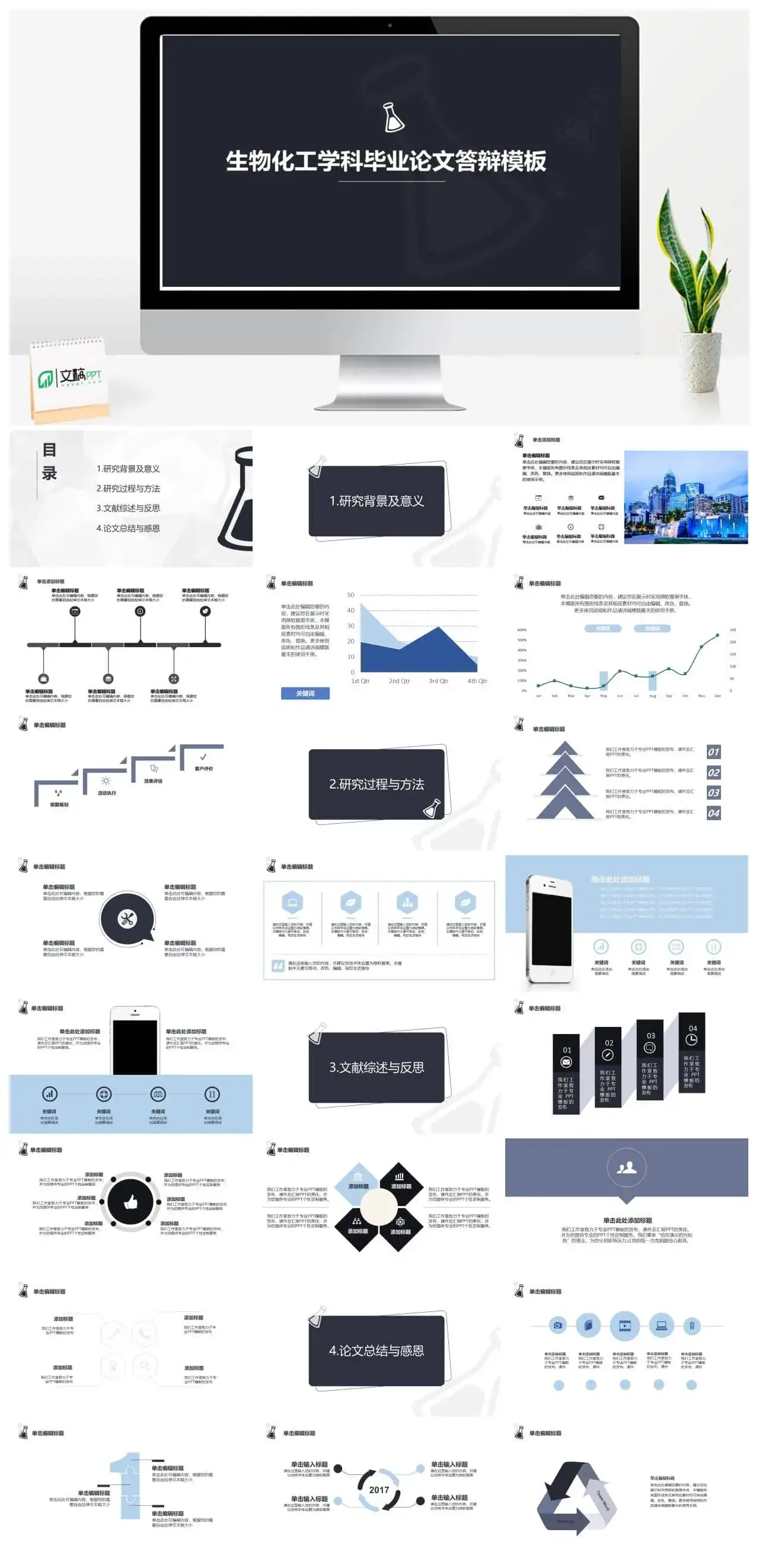 生物化工学科毕业论文答辩PPT模板