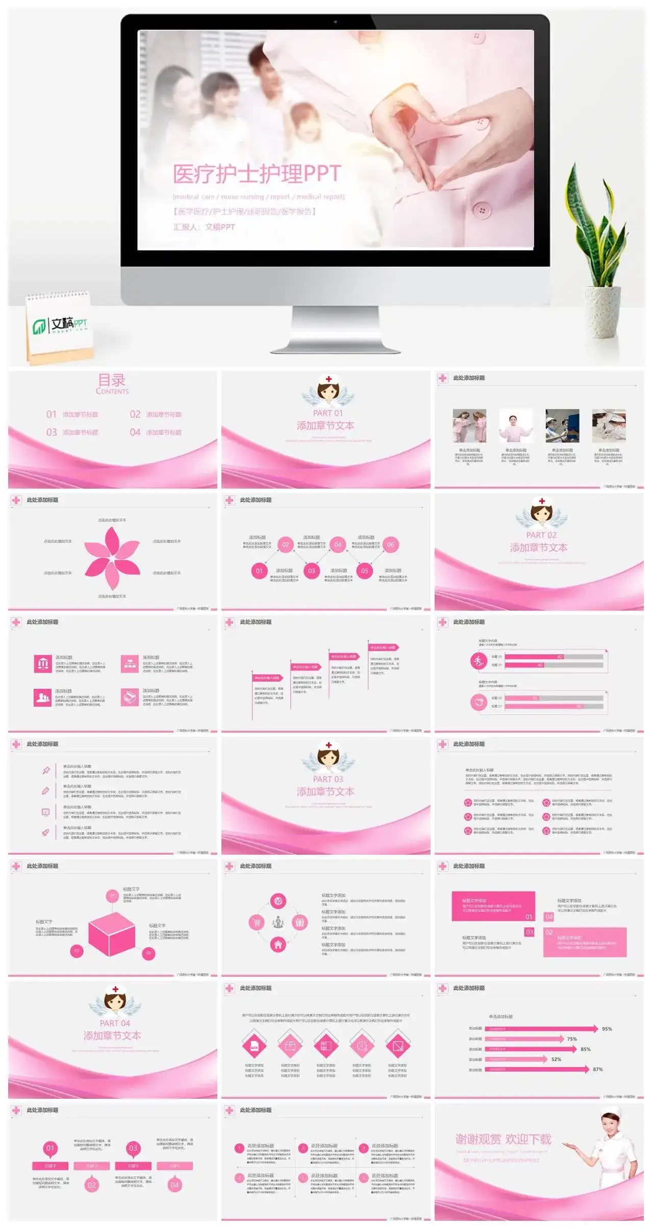 医学医疗医院护士护理PPT模板