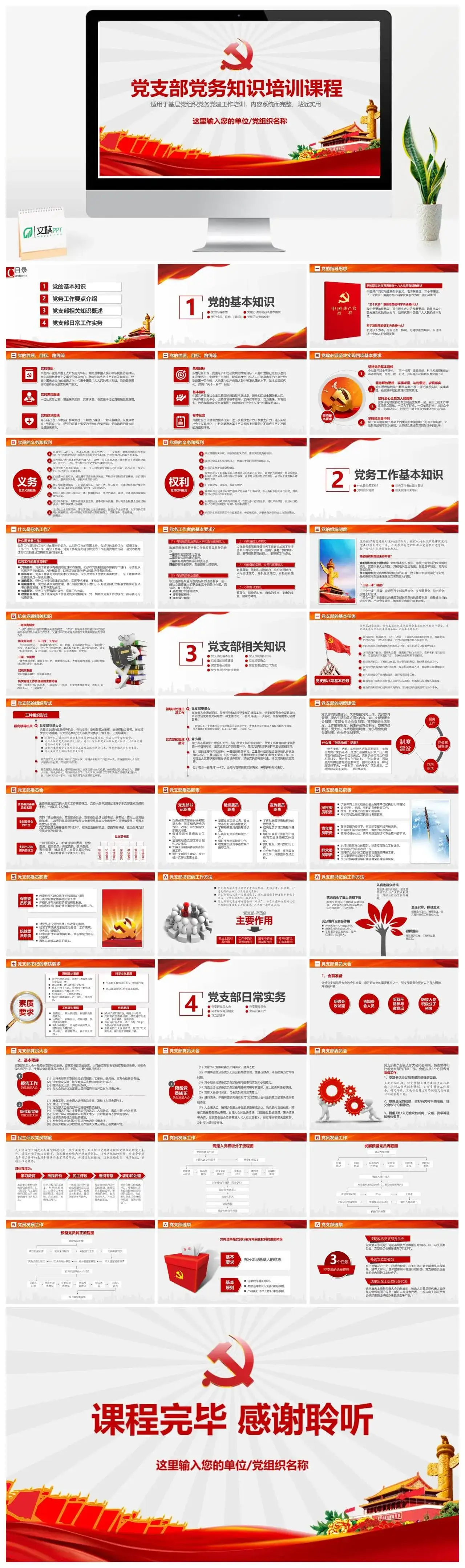 基层党支部党务知识培训课程PPT模板