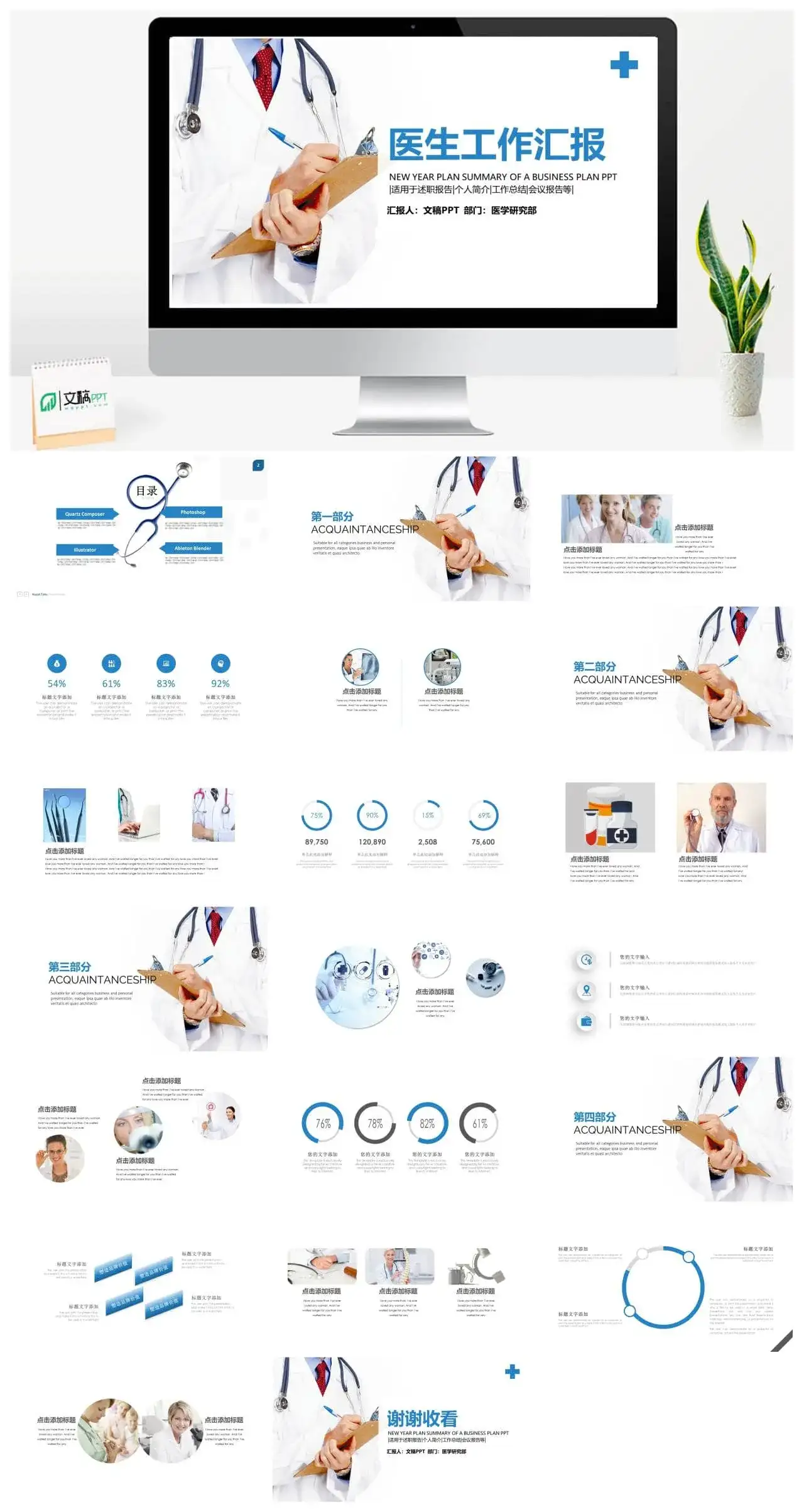 医生工作总结汇报医学项目分析演讲PPT模板