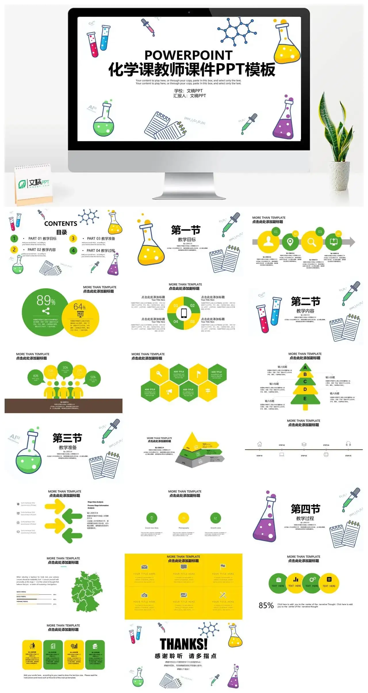 化学课教师课件实践课培训PPT模板
