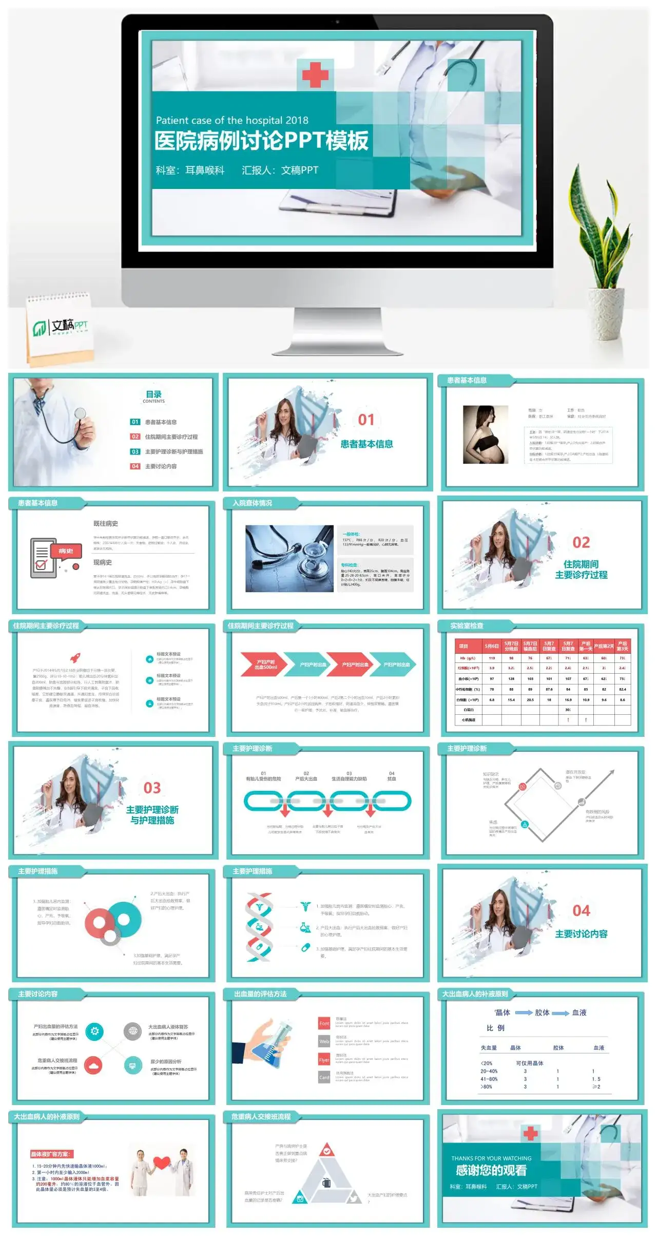 耳鼻喉科医院病例讨论工作会议PPT模板