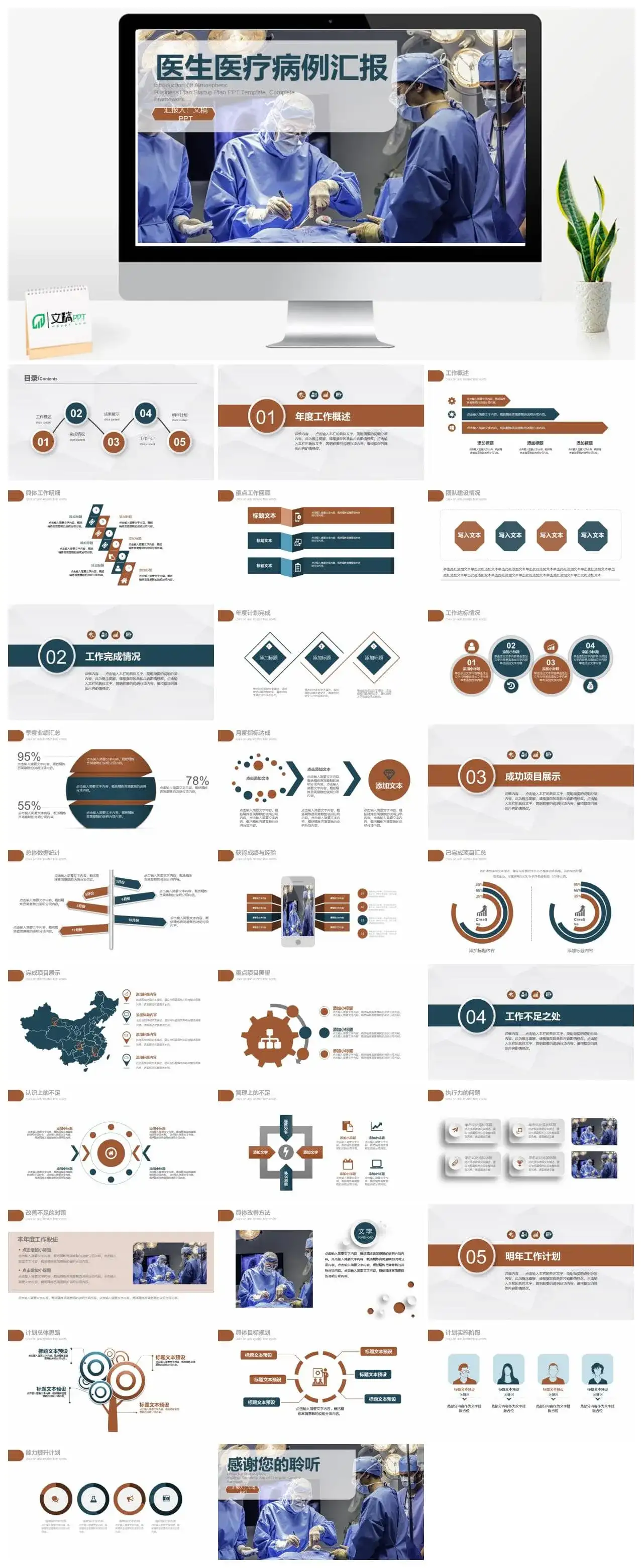 医生医疗病例汇报医疗报告PPT模板