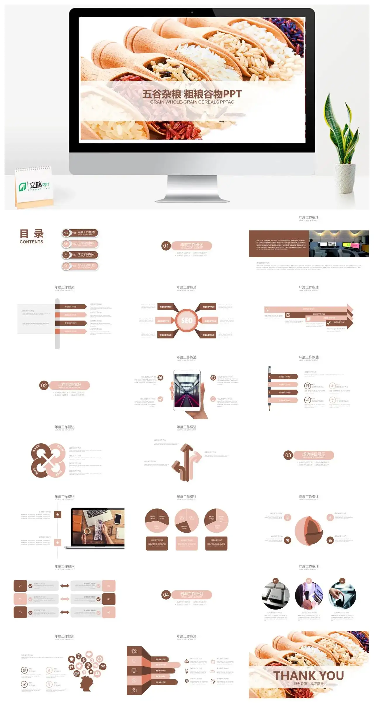粗粮谷物产品宣传工作总结PPT模板