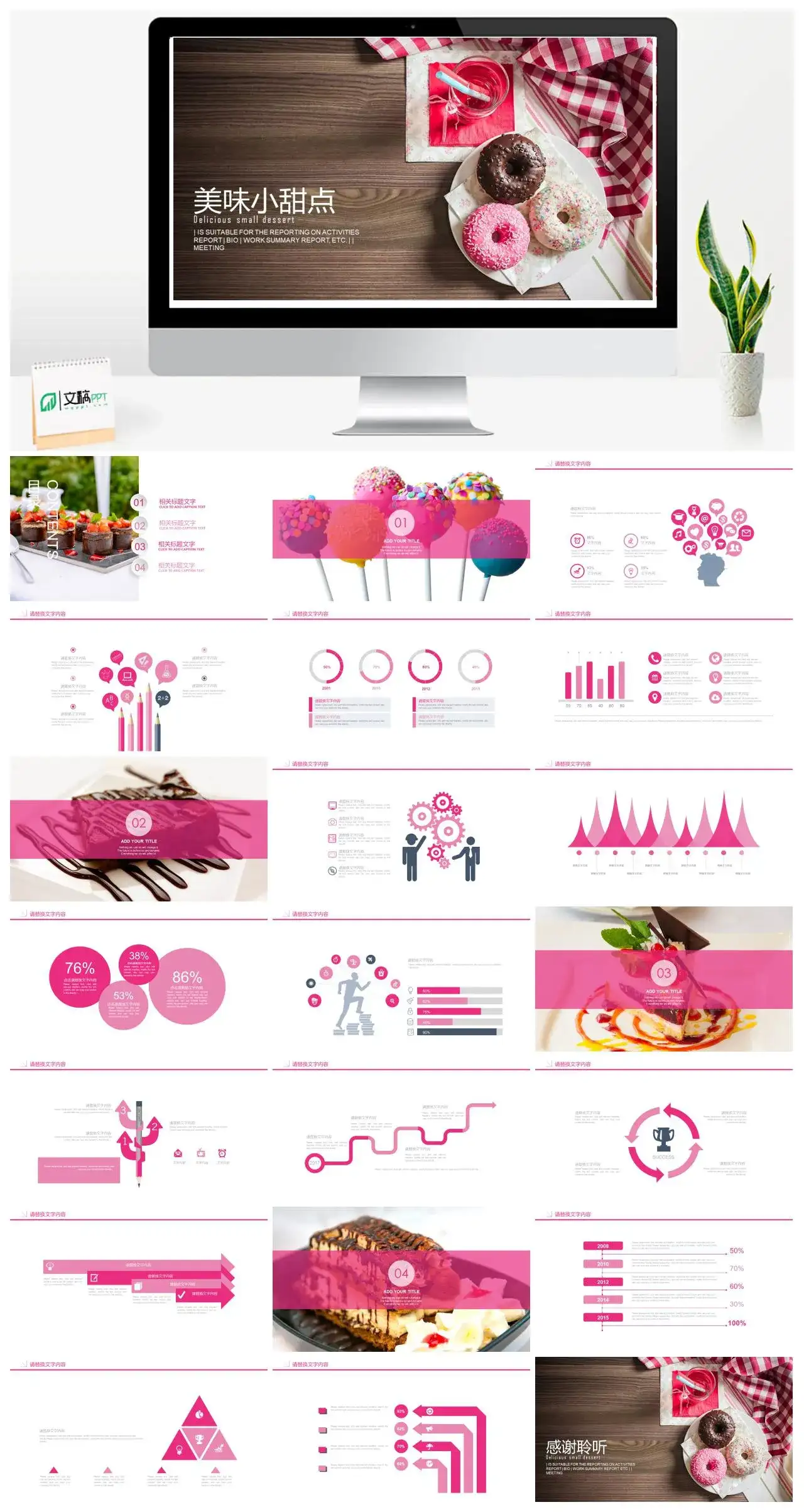 美味甜点主题工作汇报产品宣传PPT模板
