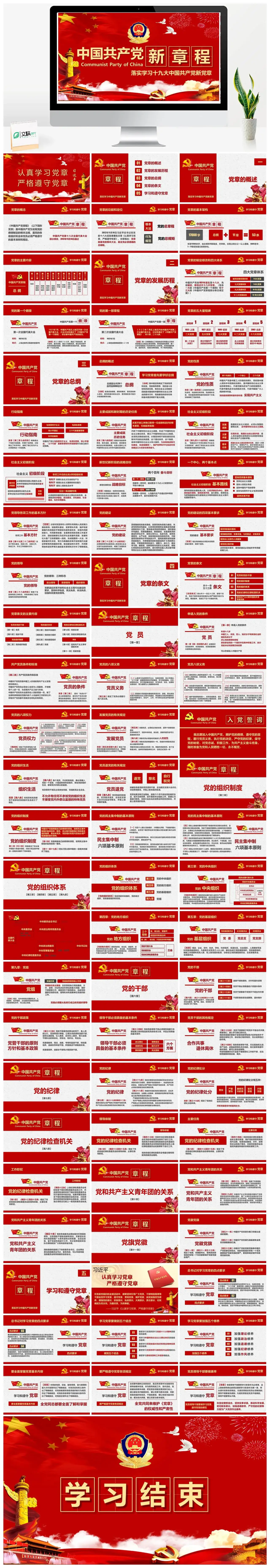 落实学习十九大中国共产党新章程党章建设PPT模板