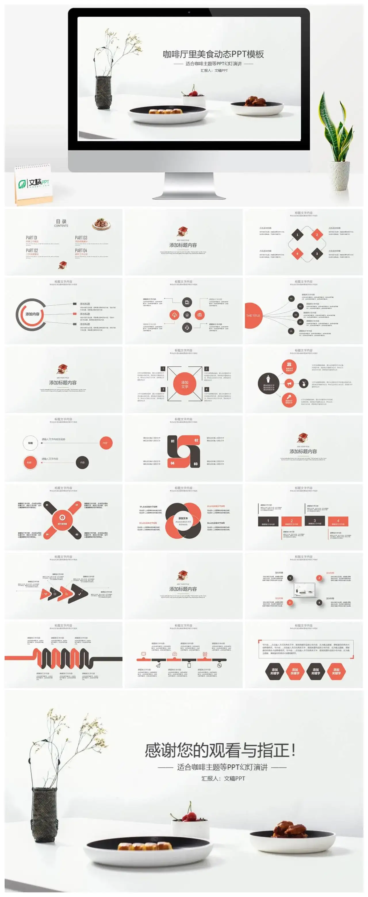 咖啡厅里的美食动态PPT模板