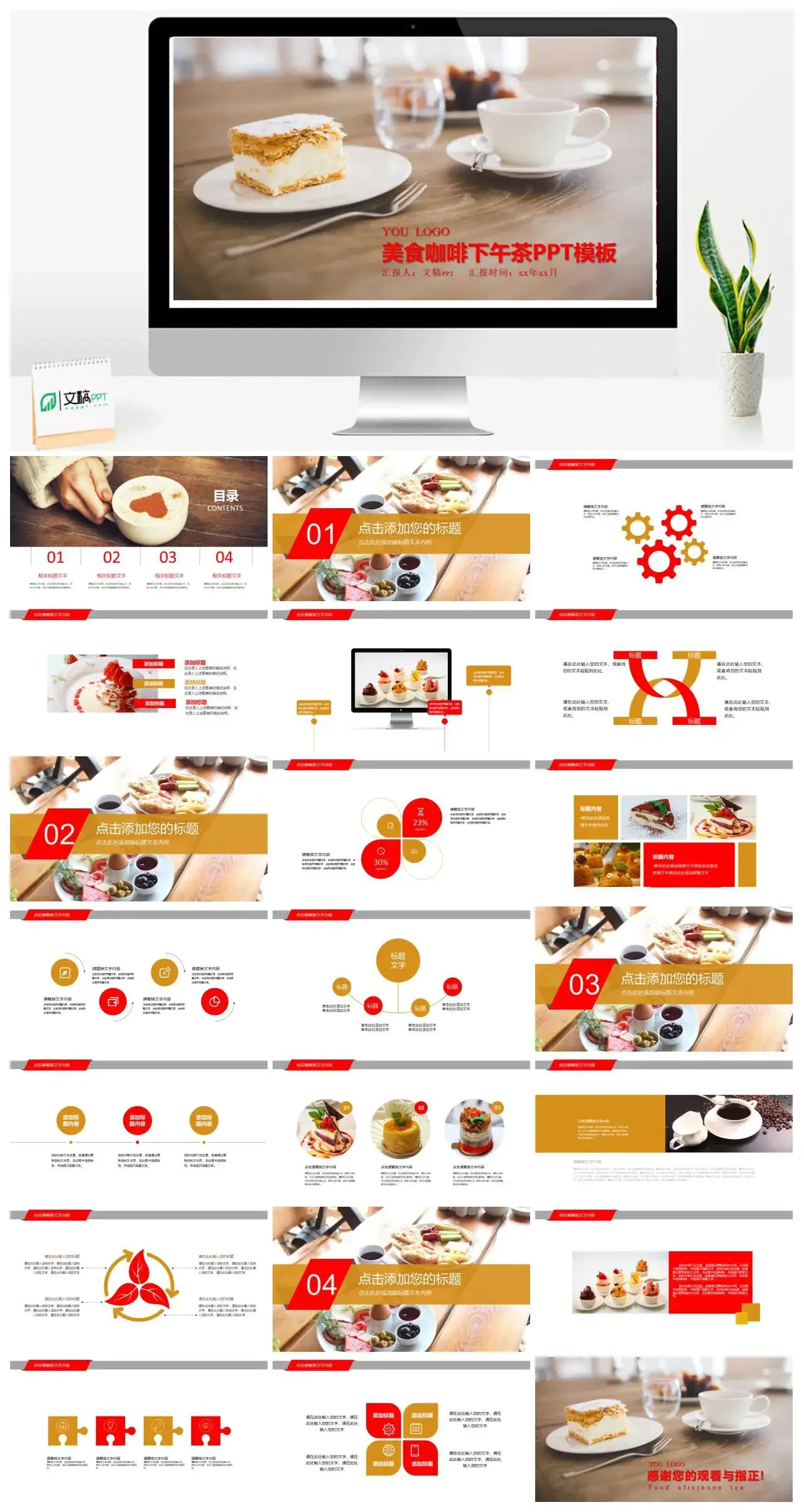 美食咖啡下午茶产品展示PPT模板