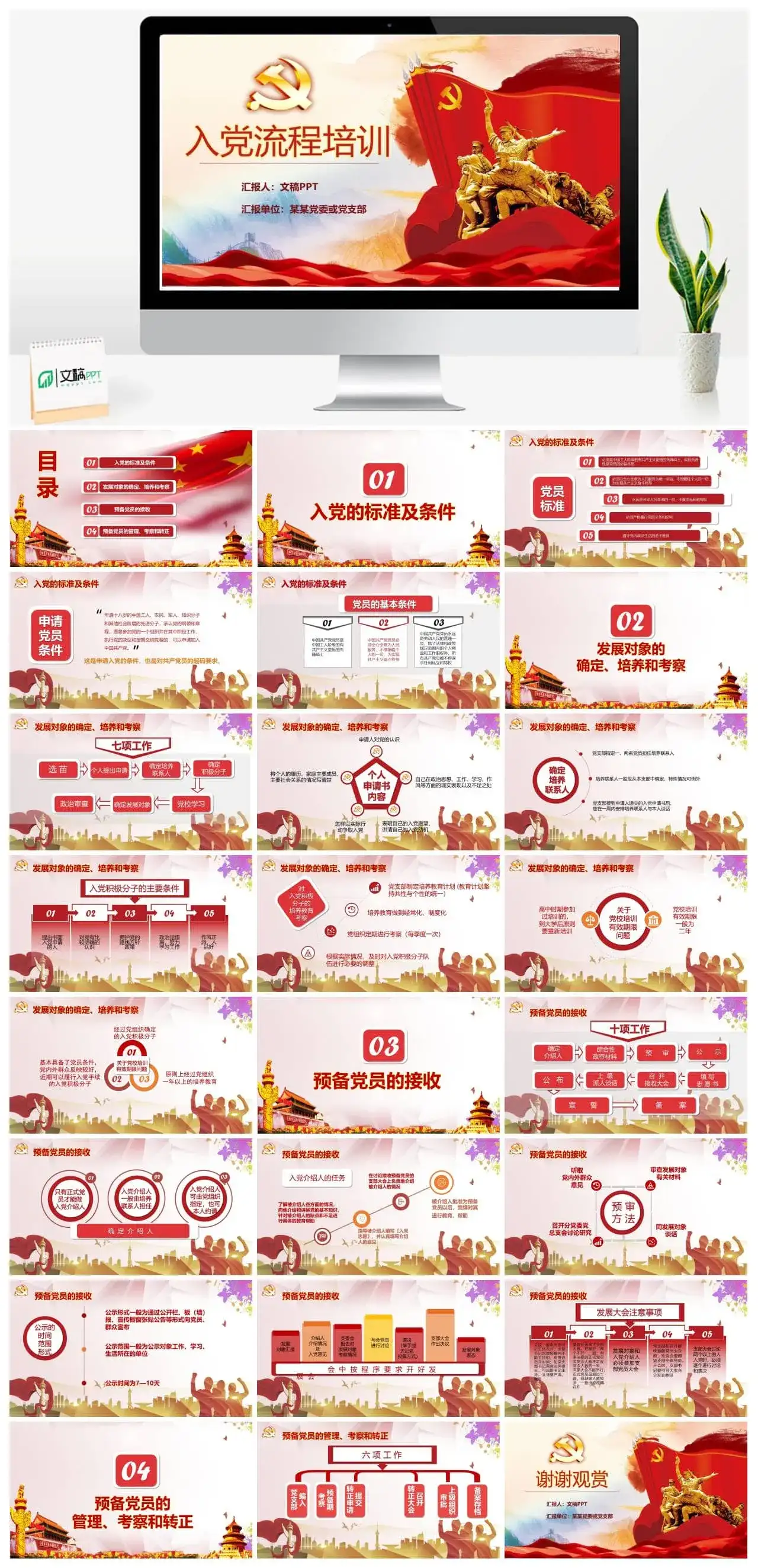 党委党支部入党流程培训PPT模板
