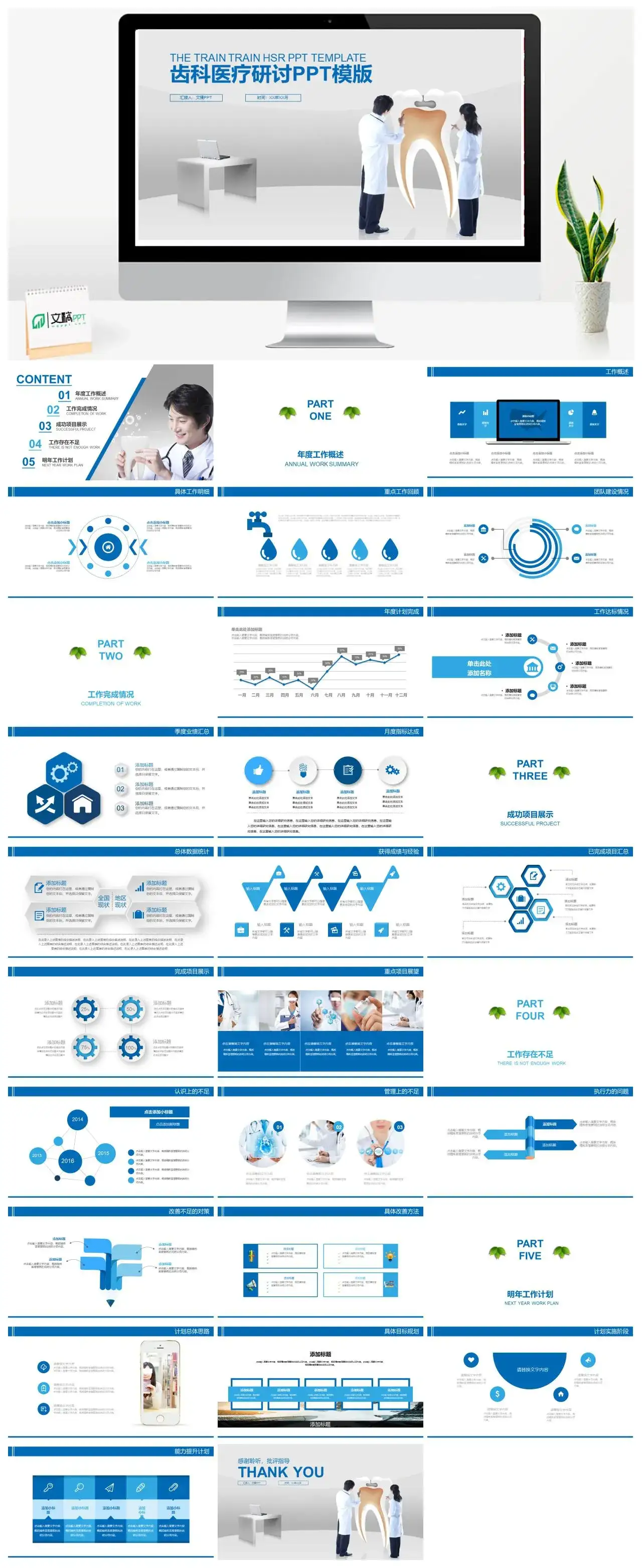 齿科医疗研讨工作汇报总结PPT模板