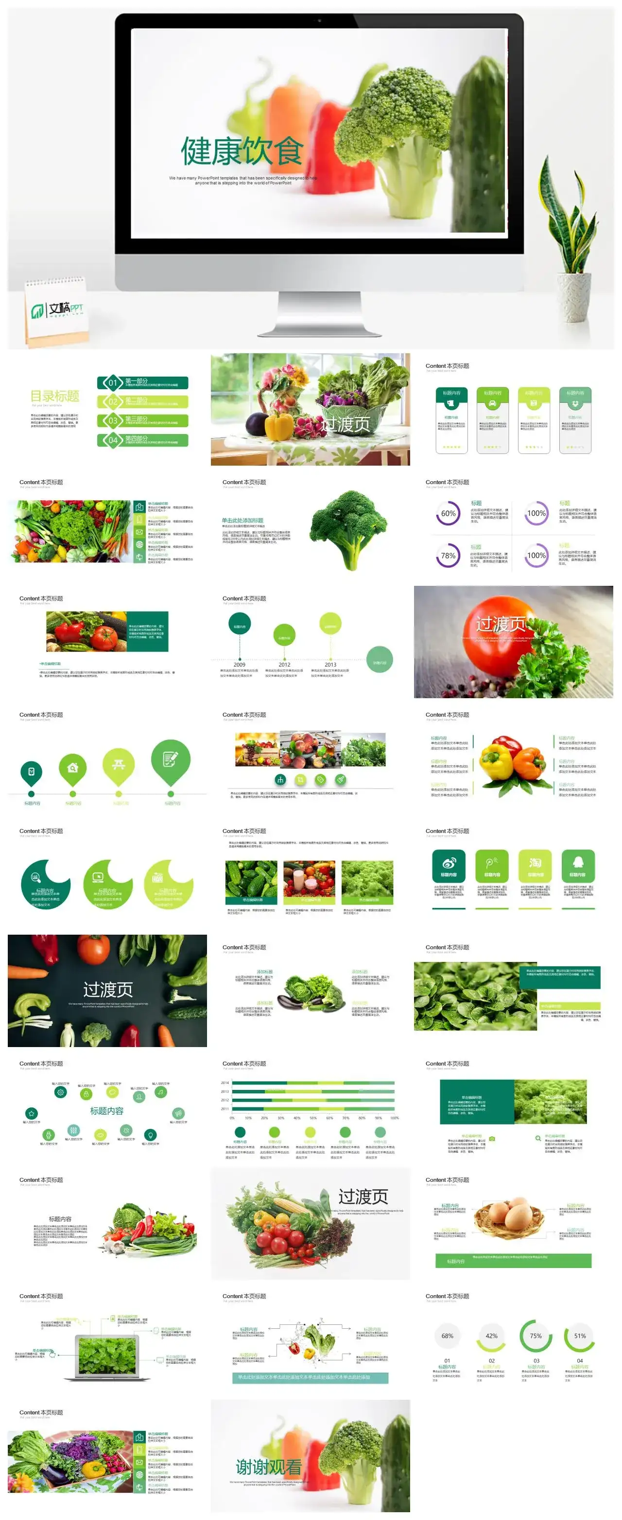精美大气日常饮食健康饮食介绍PPT模板