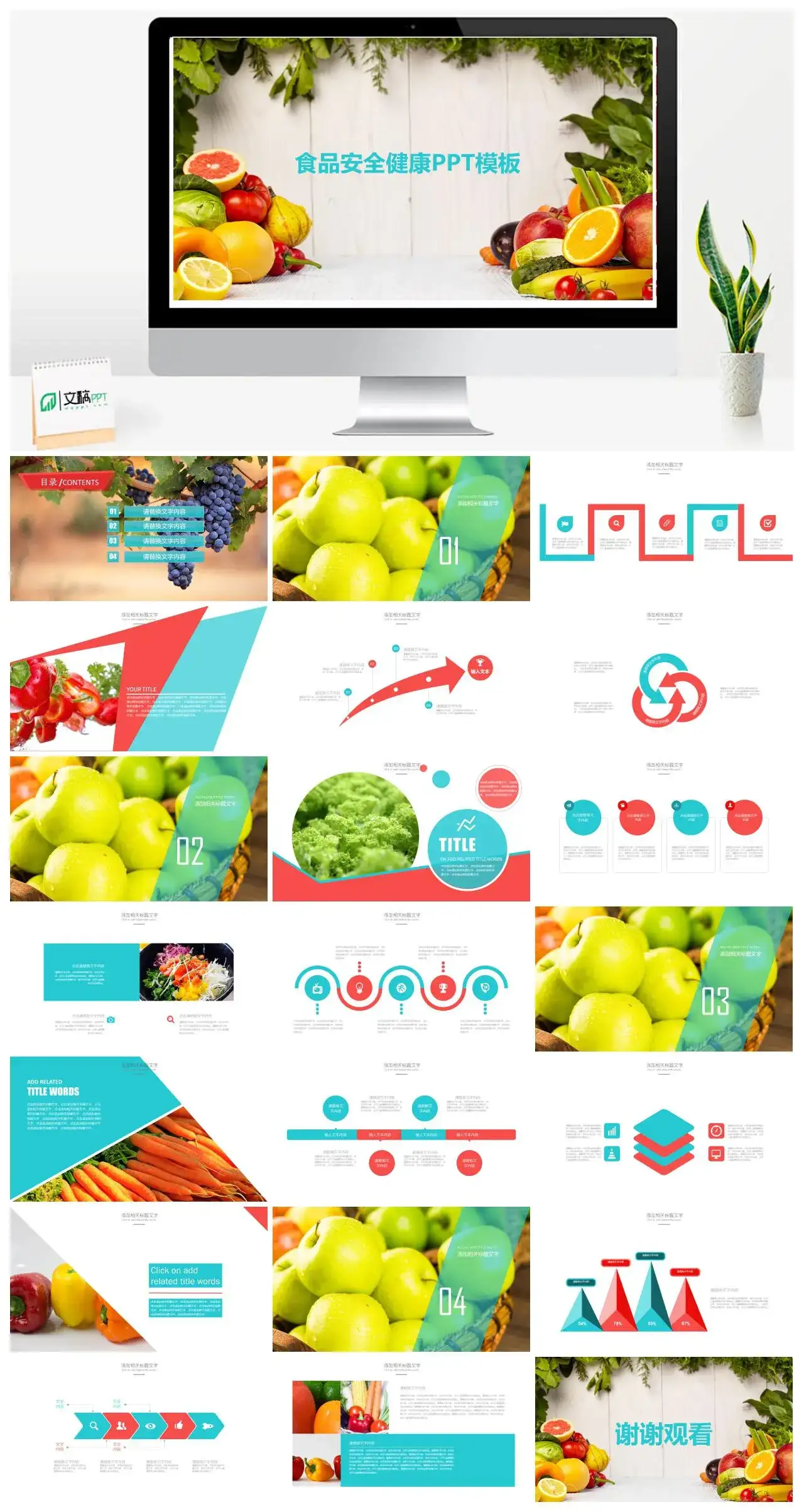 简洁商务食品安全健康工作计划报告PPT模板