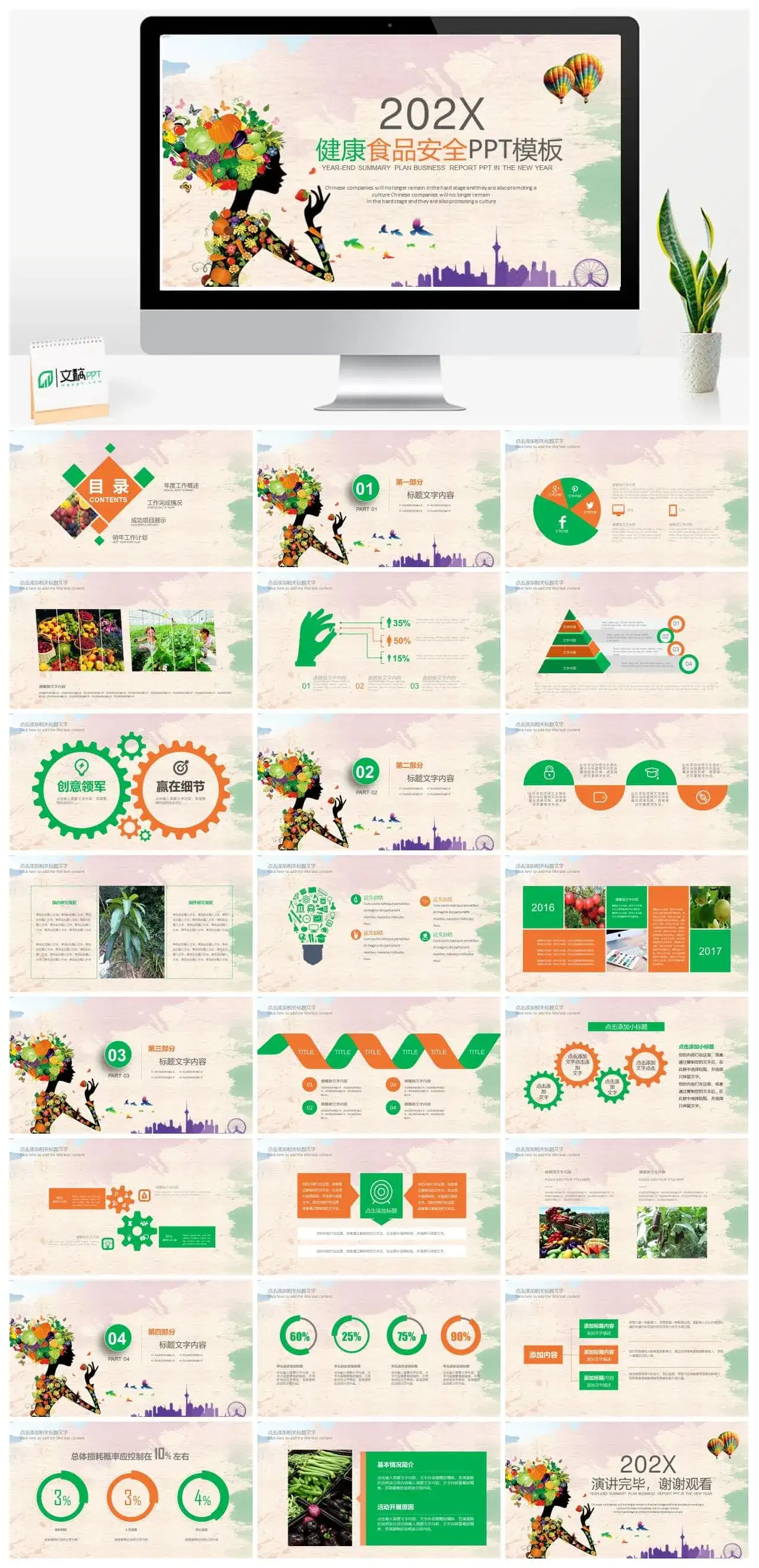 健康食品安全年度工作总结汇报PPT模板