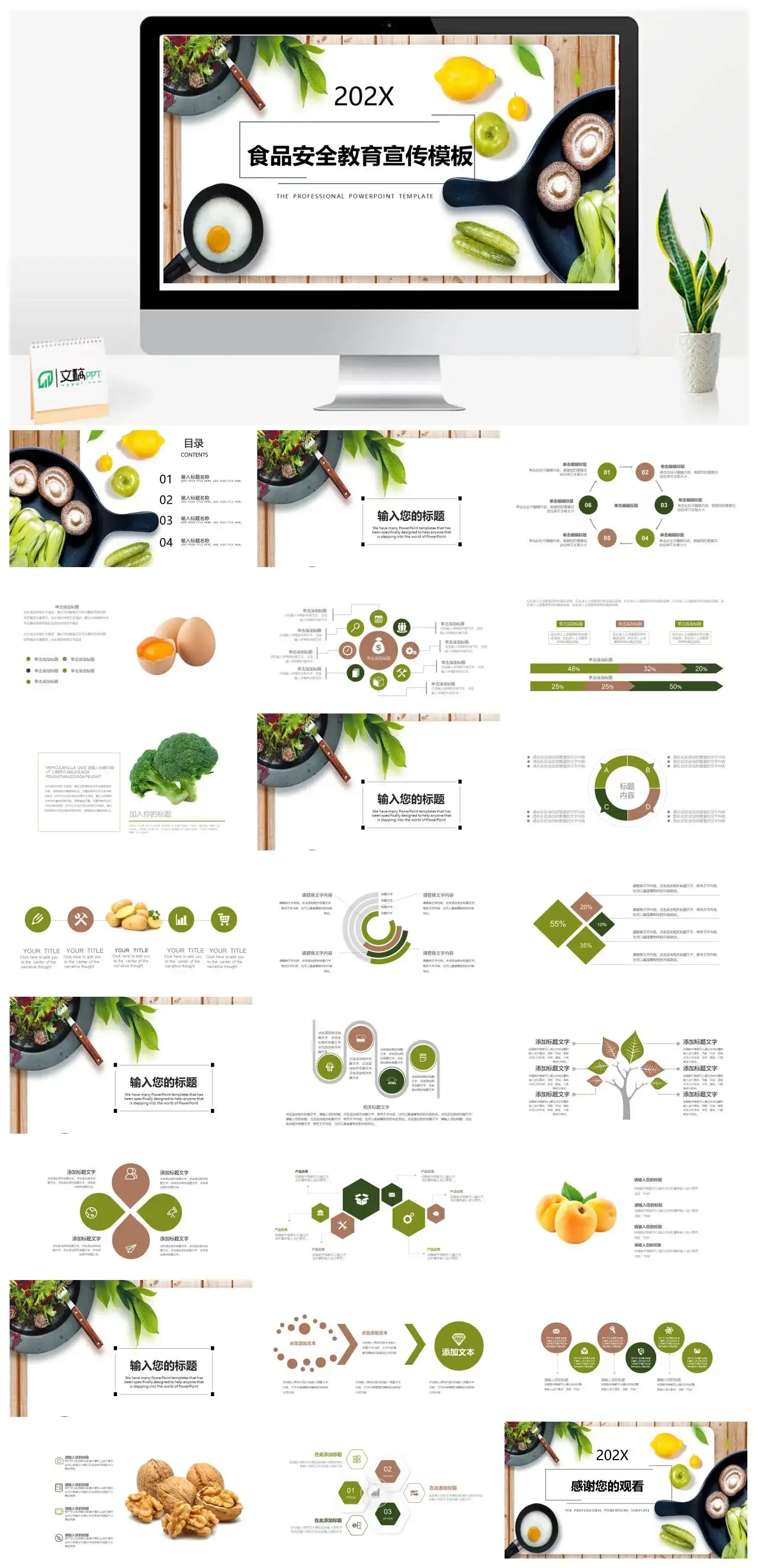 简约大气健康食品安全教育宣传PPT模板