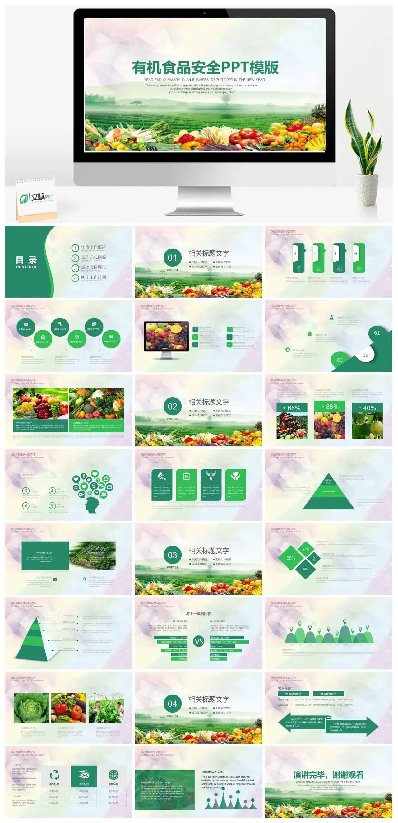 健康养生绿色有机食品安全教育宣传PPT模板