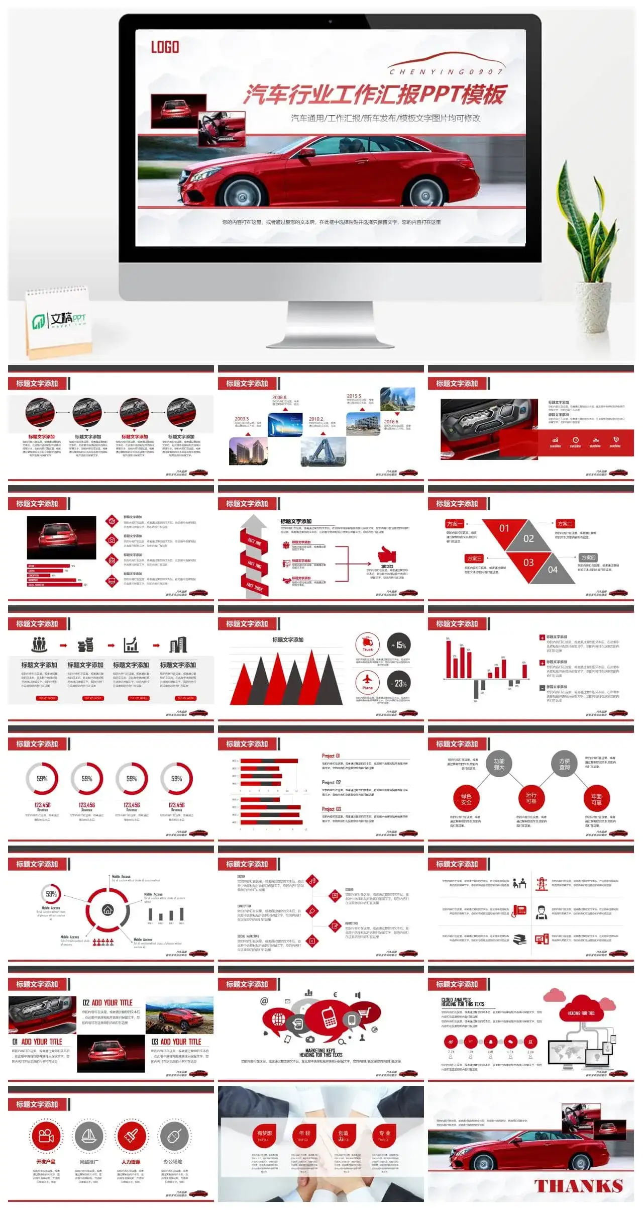 汽车行业工作汇报PPT模板