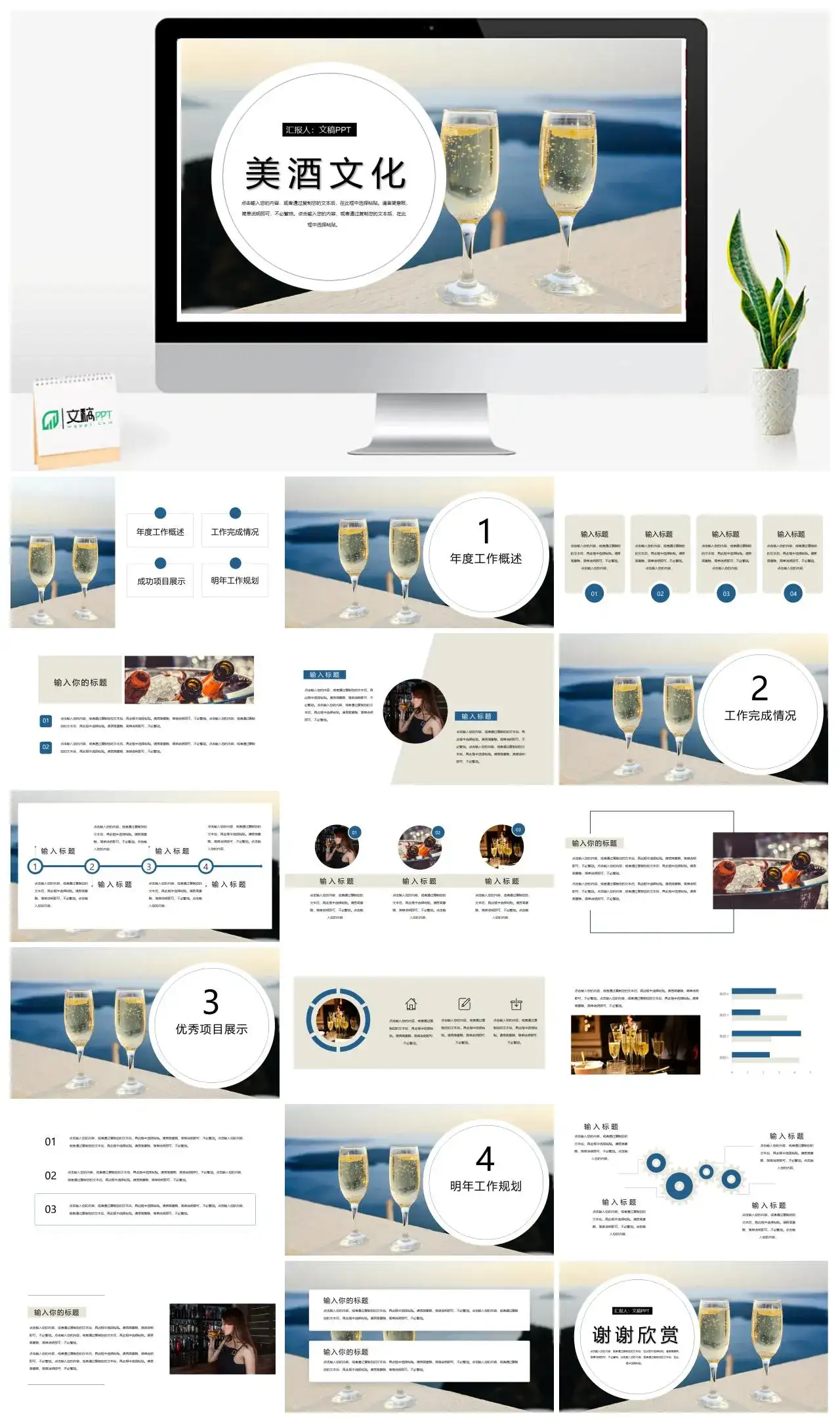 美酒文化酒行业工作规划PPT模板