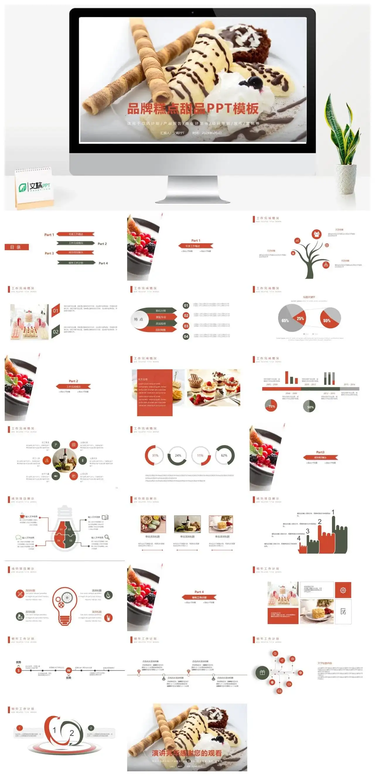 创意简约糕点品牌推广营销宣传项目策划书PPT模板