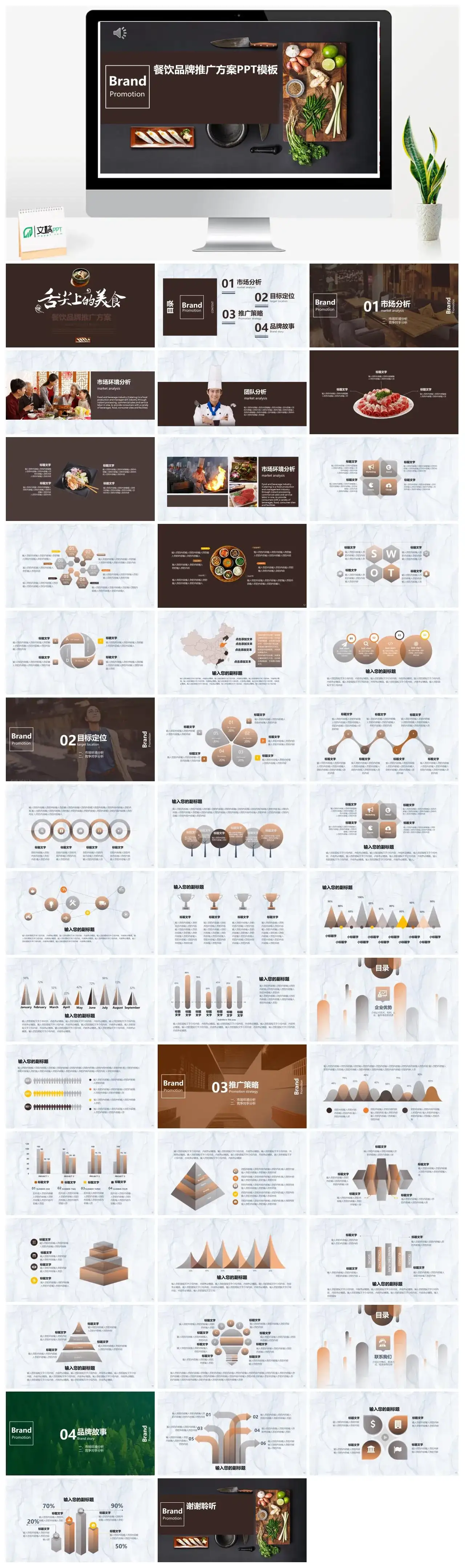 简约商务餐饮品牌推广方案PPT模板