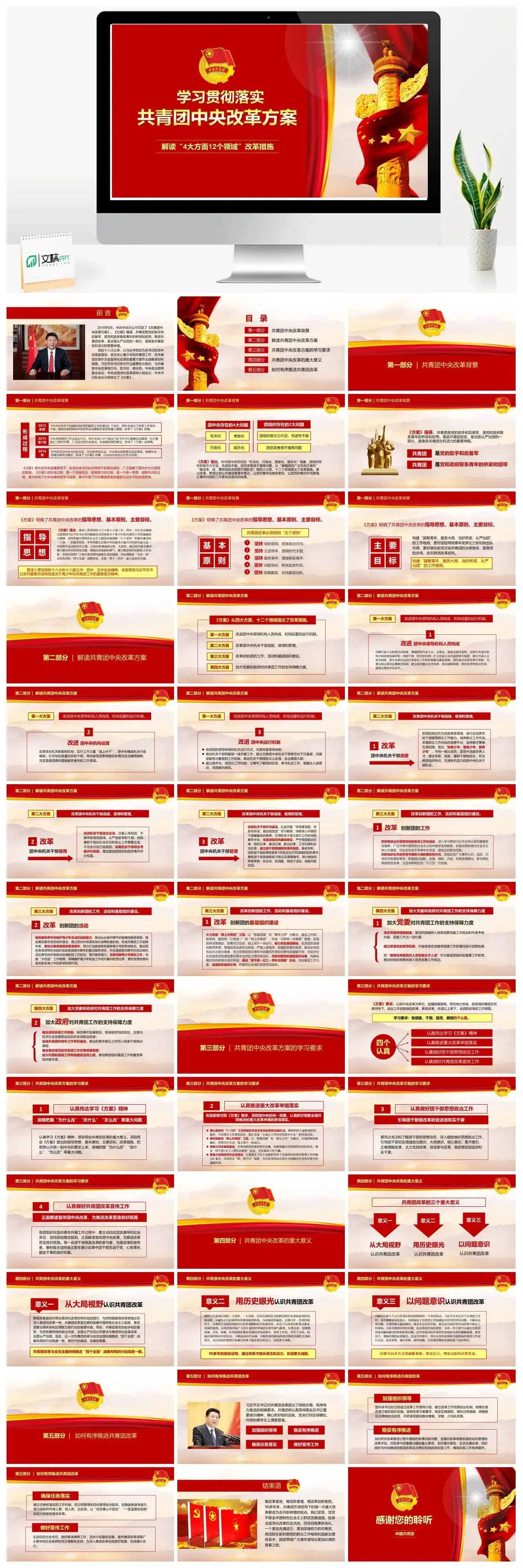 学习贯彻落实共青团中央改革方案PPT模板