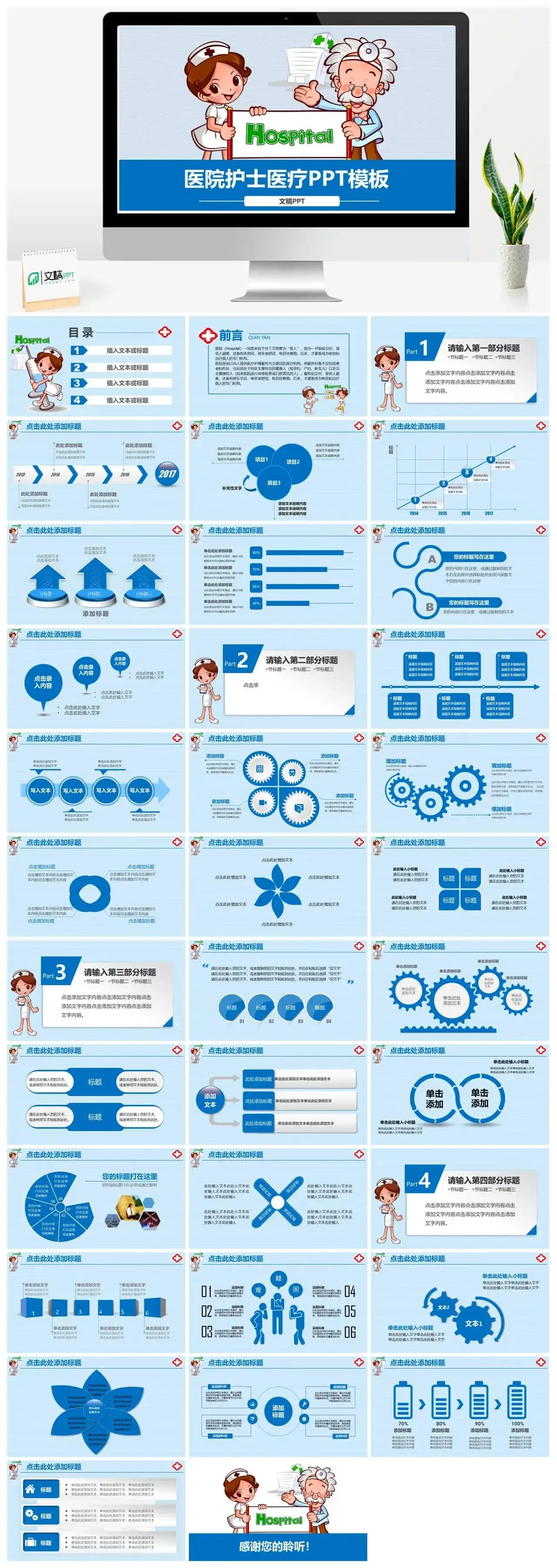 医院护士医疗PPT模板