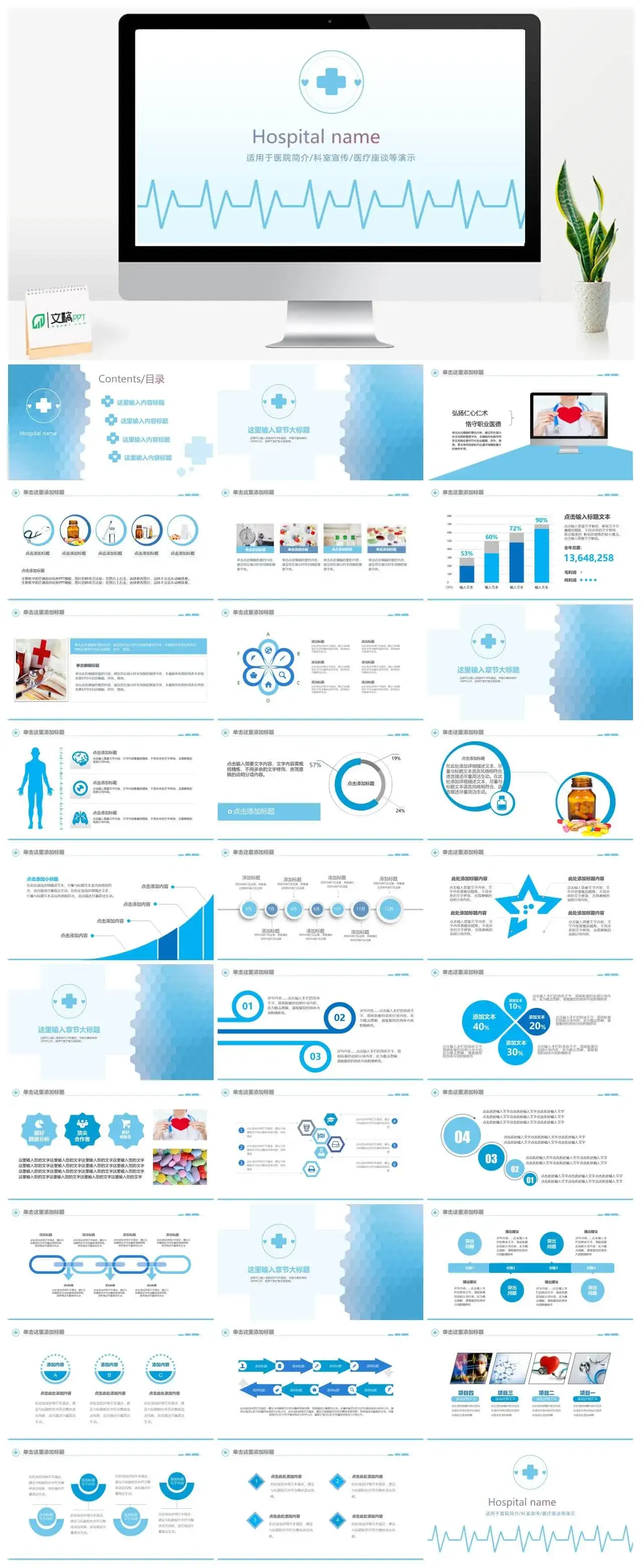 医院简介医疗护理专用PPT模板