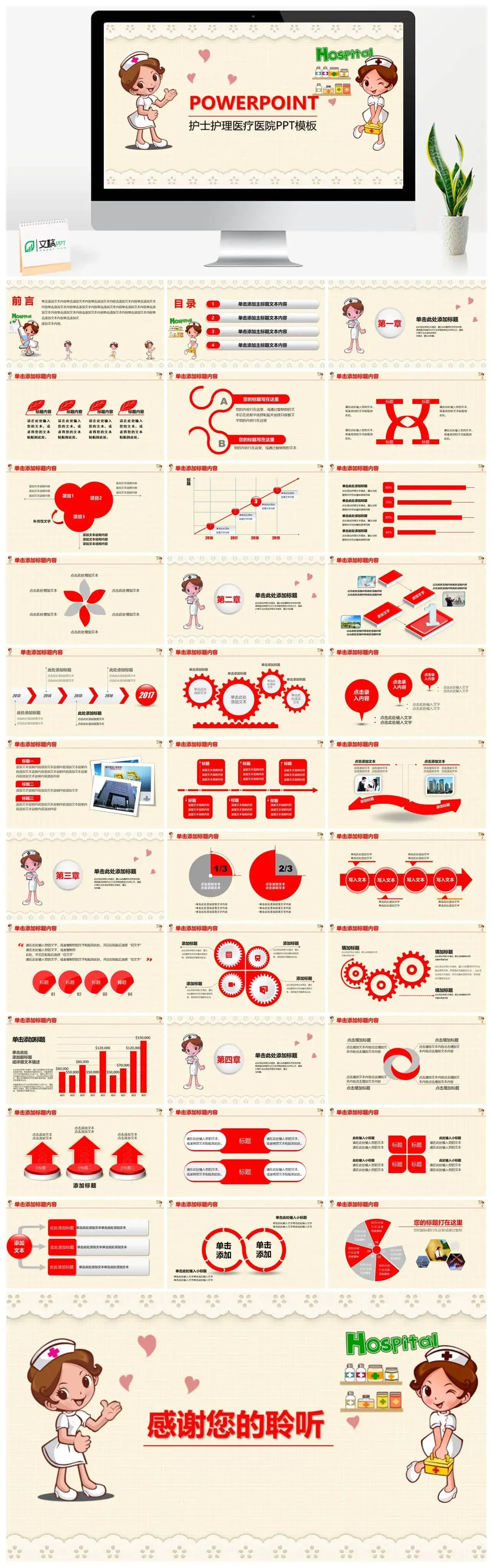护士护理医疗医院PPT模板