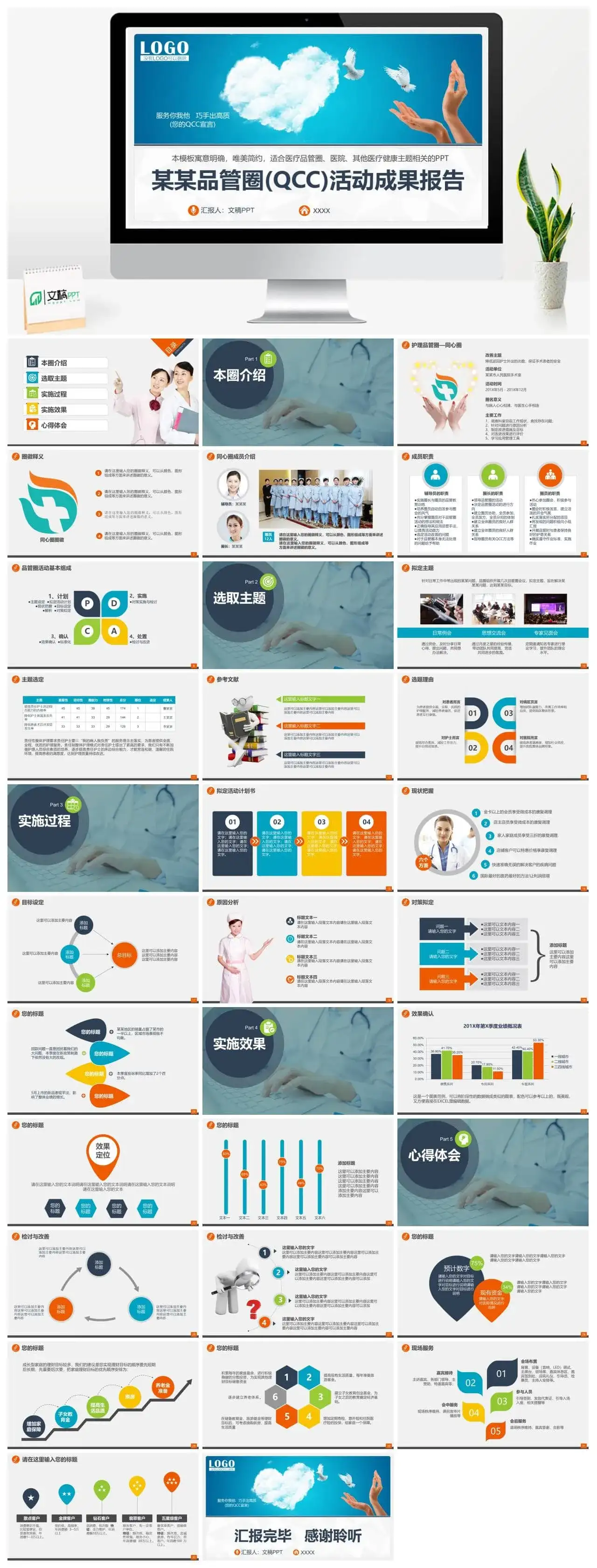 活动成果报告医疗护理PPT模板