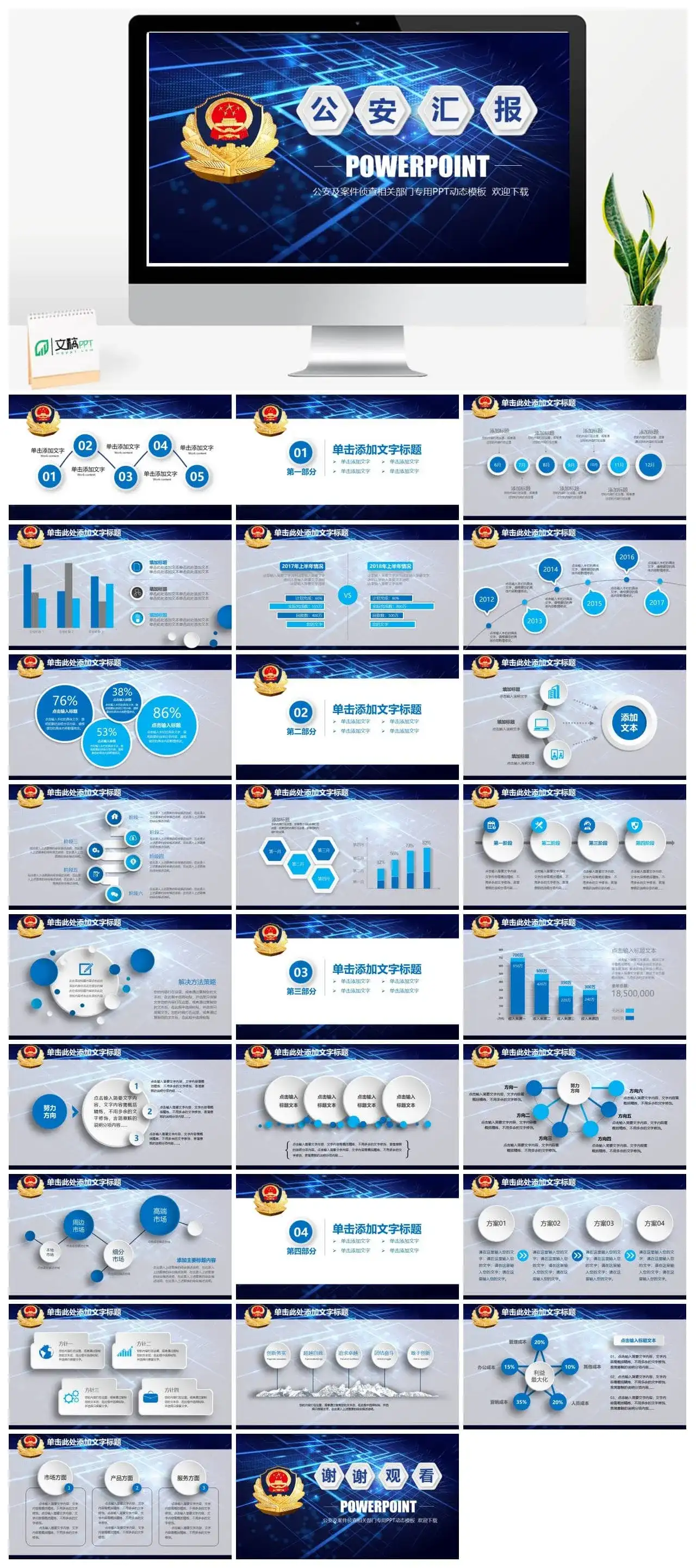 公安刑警报告公安机关动态专用PPT模板