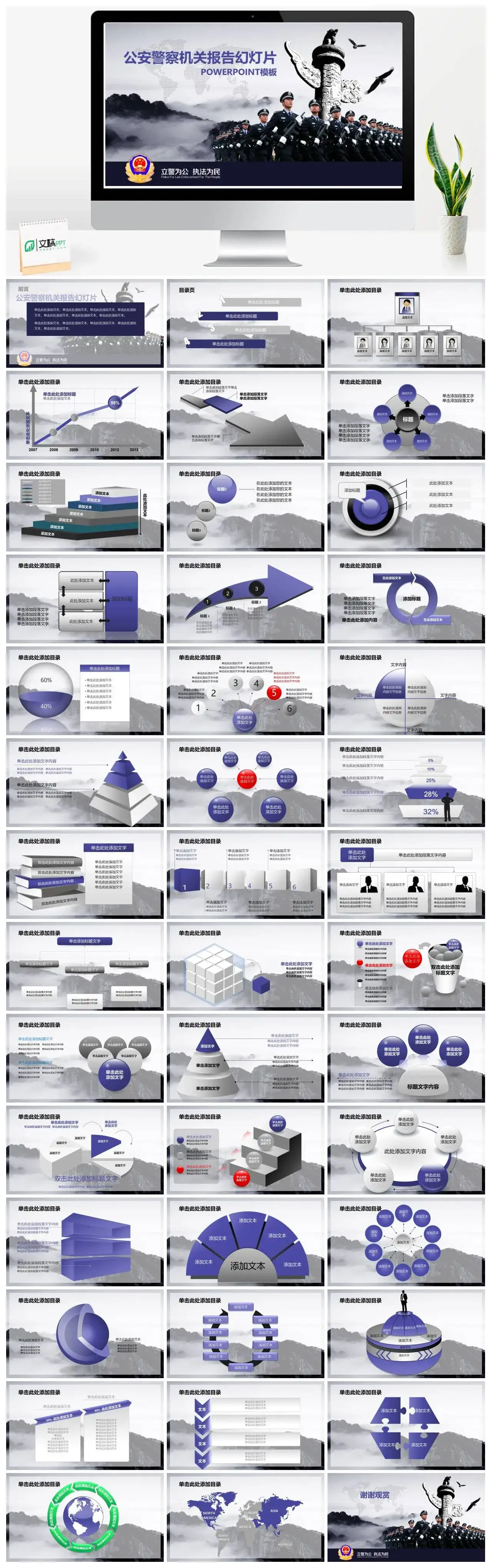 公安警察机关报告总结知识宣讲PPT模板
