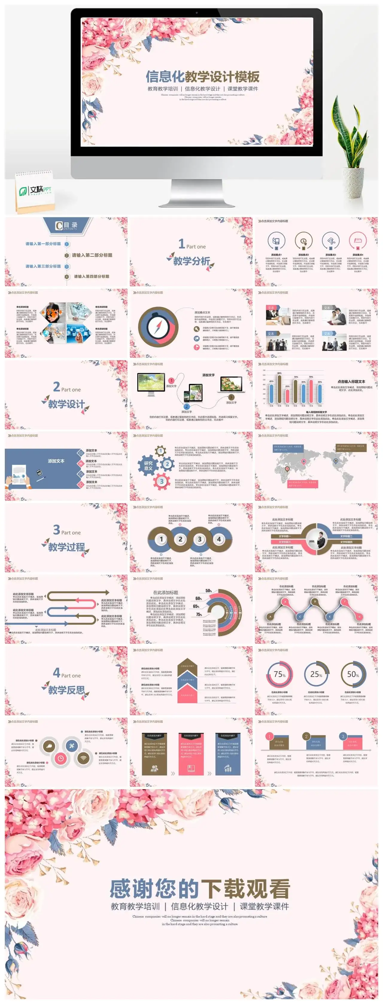 教育教学培训信息化教学设计PPT模板模板